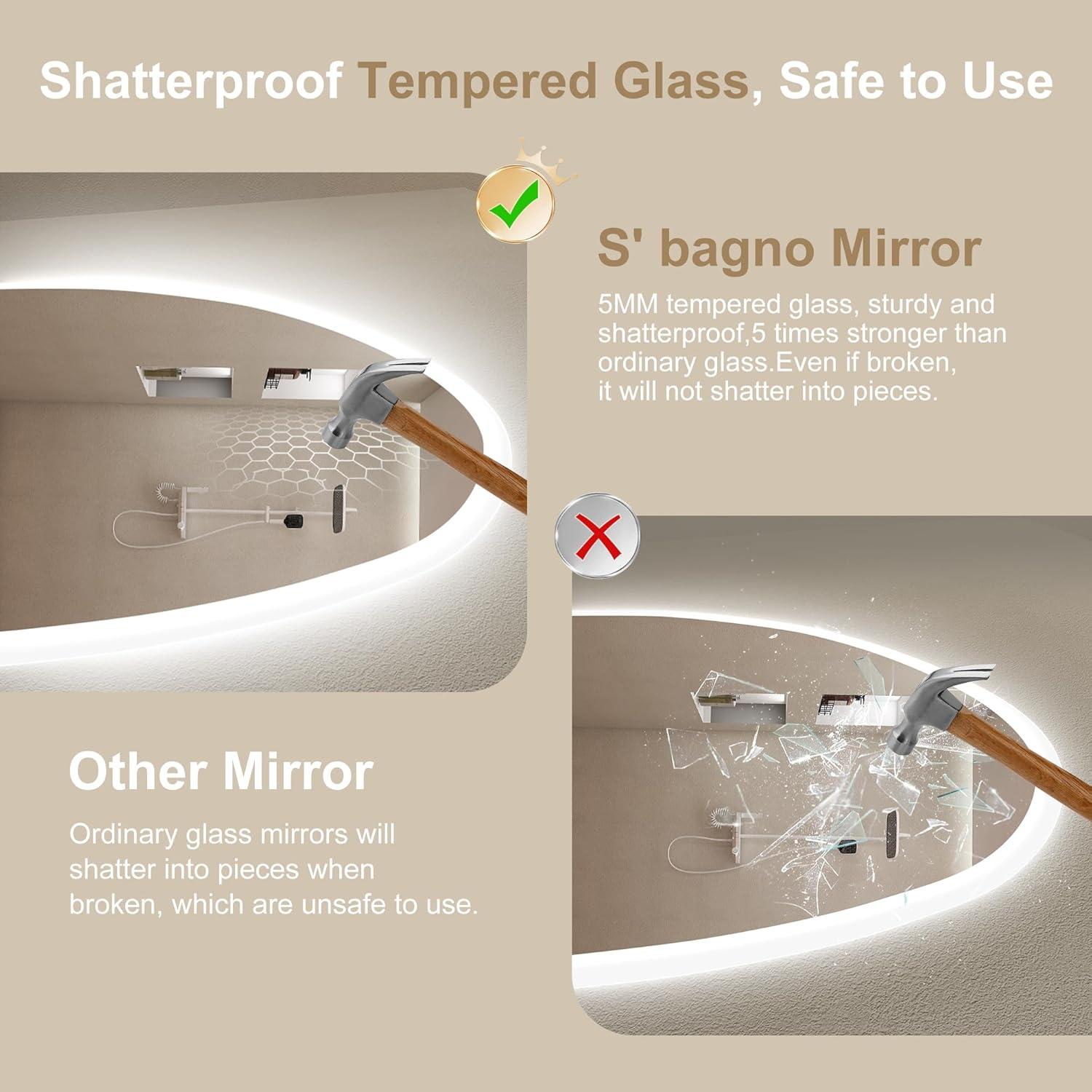 Espejo de Baño LED S'BAGNO 228.6x152.4cm Bluetooth Anti-vaho