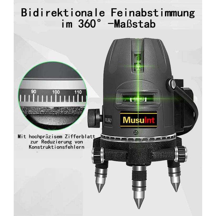 Nivel láser verde MusuInt KBInt 5 líneas 6 puntos 360°