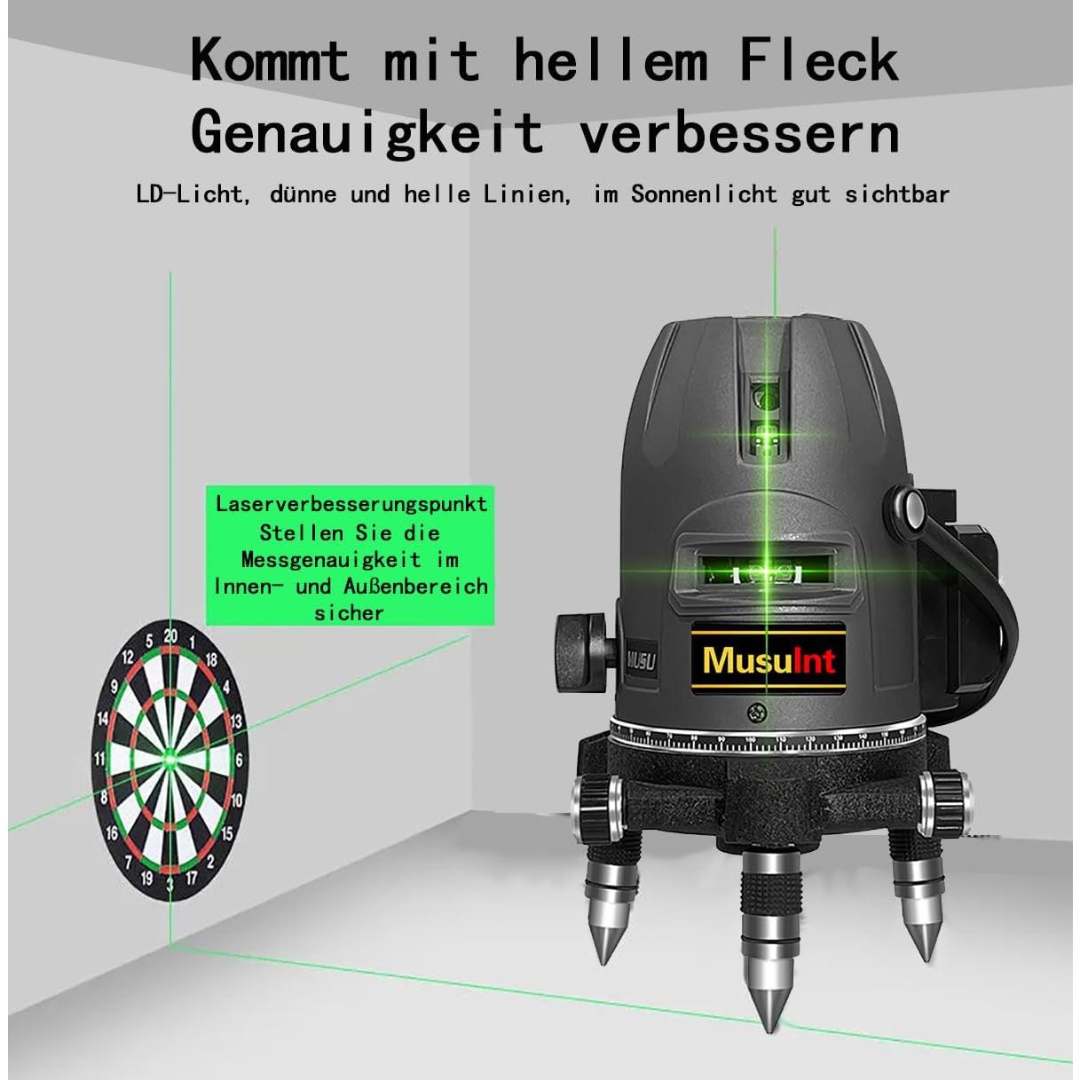 Nivel láser verde MusuInt KBInt 5 líneas 6 puntos 360°