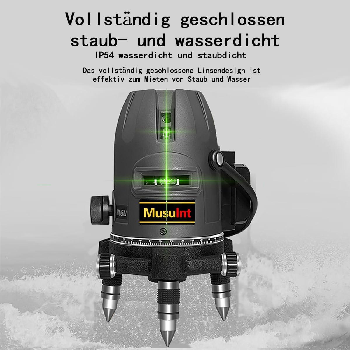 Nivel láser verde MusuInt KBInt 5 líneas 6 puntos 360°