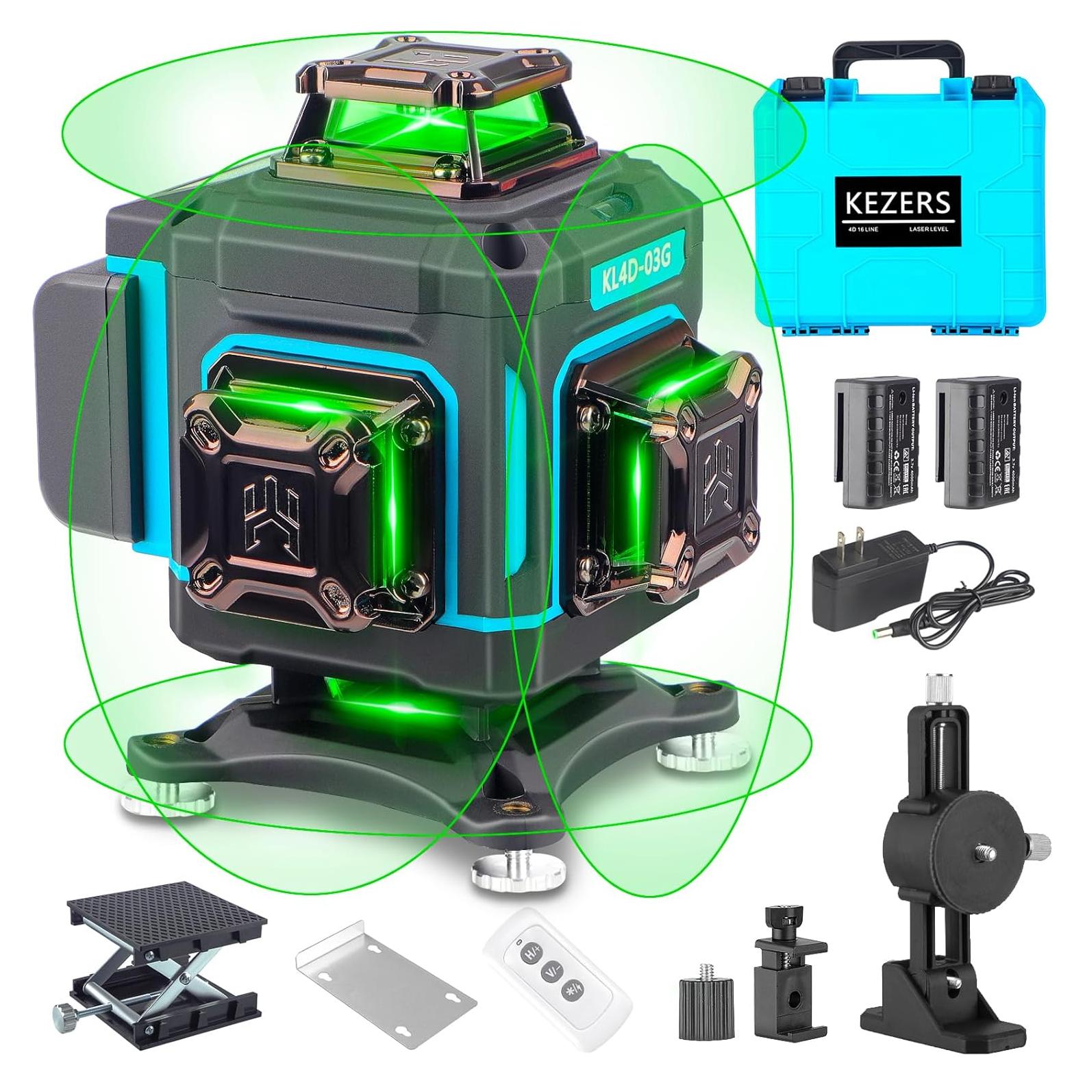 Nivel láser KEZERS 4D Autonivelante Verde 360° con Control Remoto