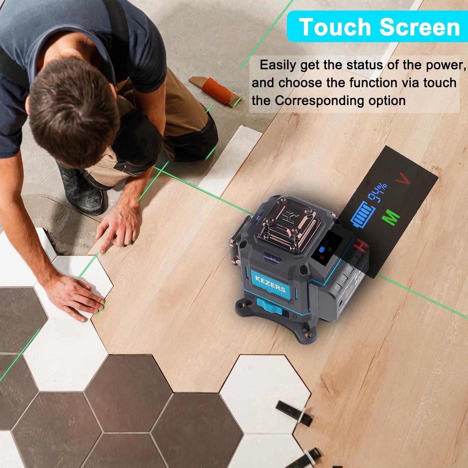 Nivel láser KEZERS 4D Autonivelante Verde 360° con Control Remoto