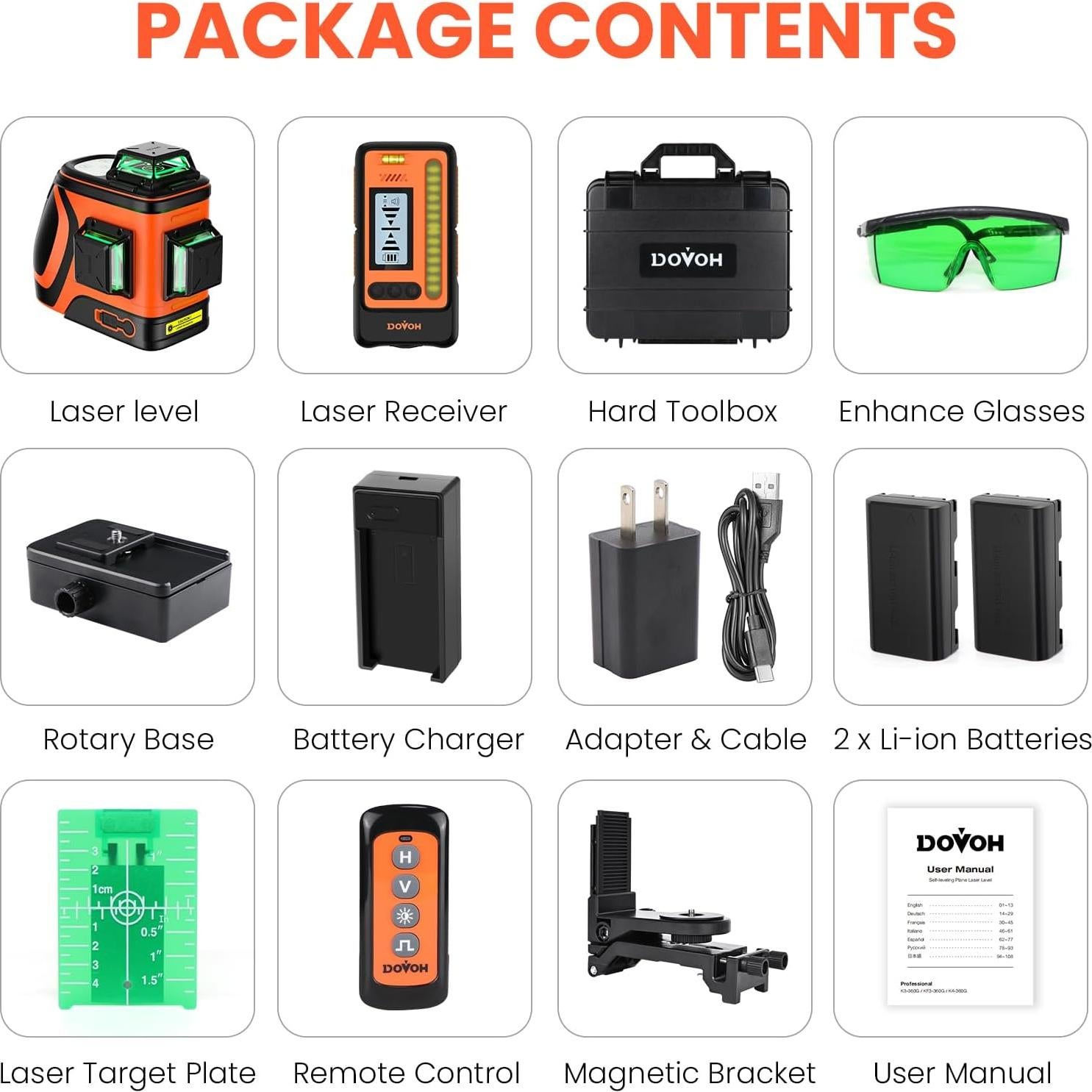 Nivel Láser Exterior DOVOH H3-360G Autonivelante 400 pies