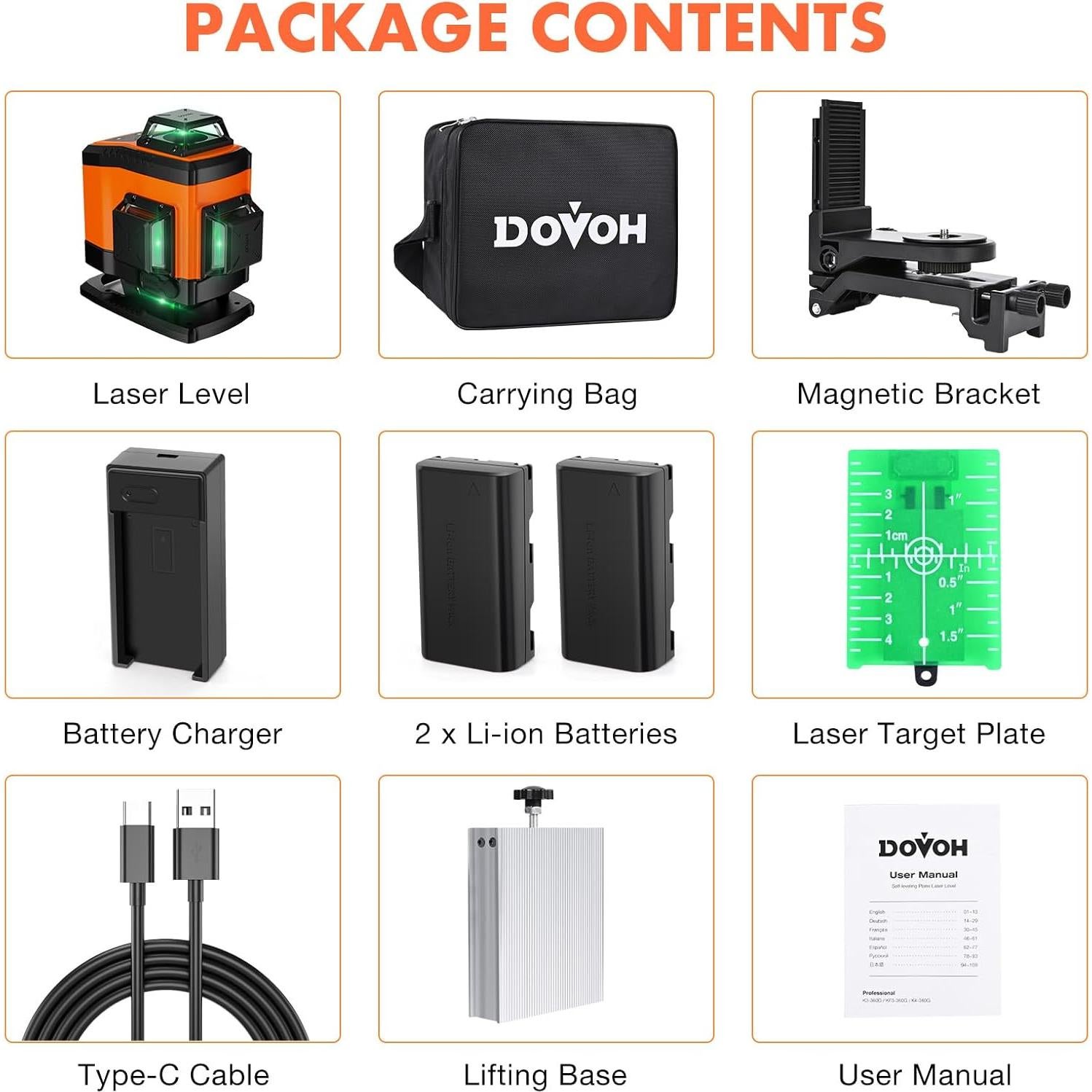 Nivel láser autonivelante DOVOH K4-360G 4x360° verde