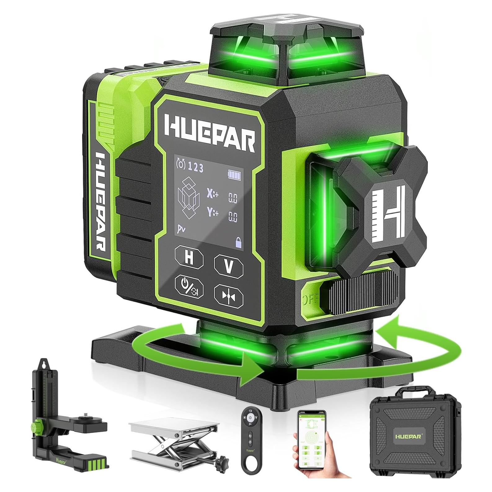 Nivel Láser Huepar W04CG 4D Autonivelante Bluetooth Verde
