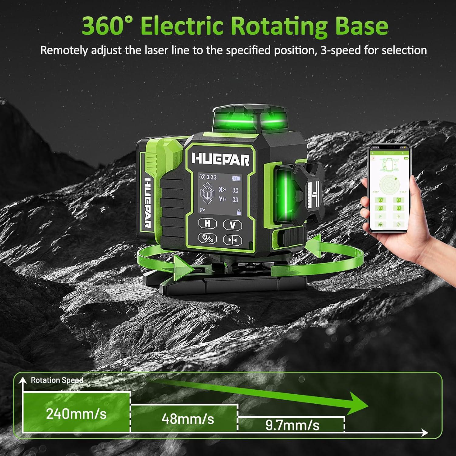 Nivel Láser Huepar W04CG 4D Autonivelante Bluetooth Verde