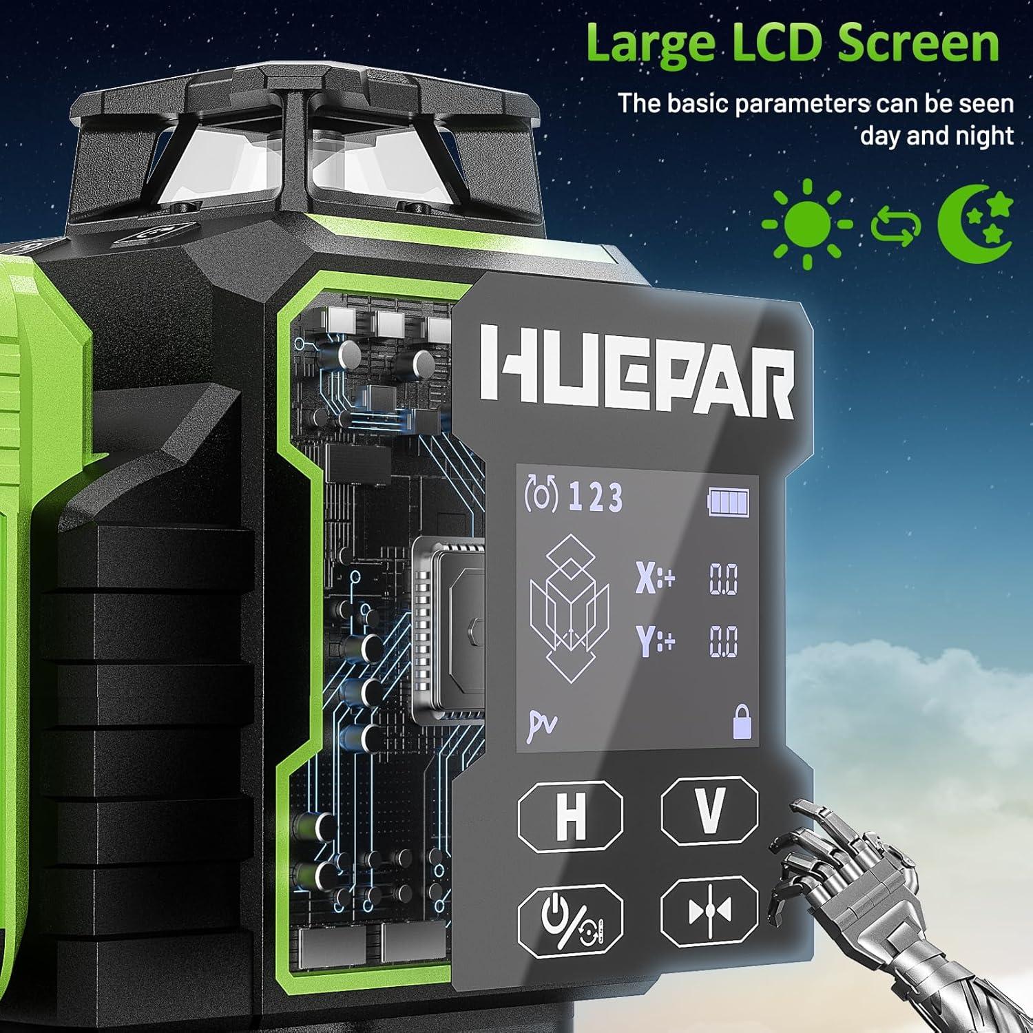 Nivel Láser Huepar W04CG 4D Autonivelante Bluetooth Verde