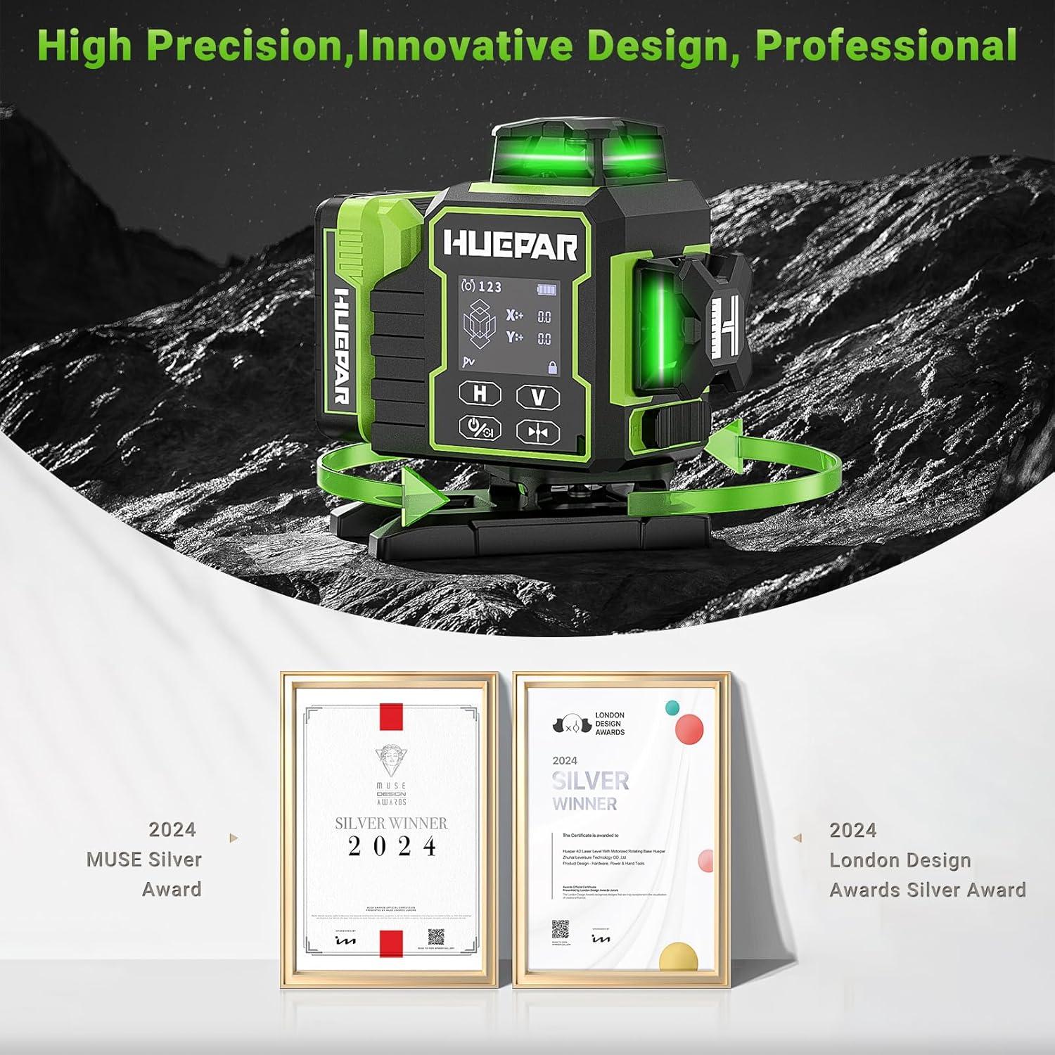 Nivel Láser Huepar W04CG 4D Autonivelante Bluetooth Verde