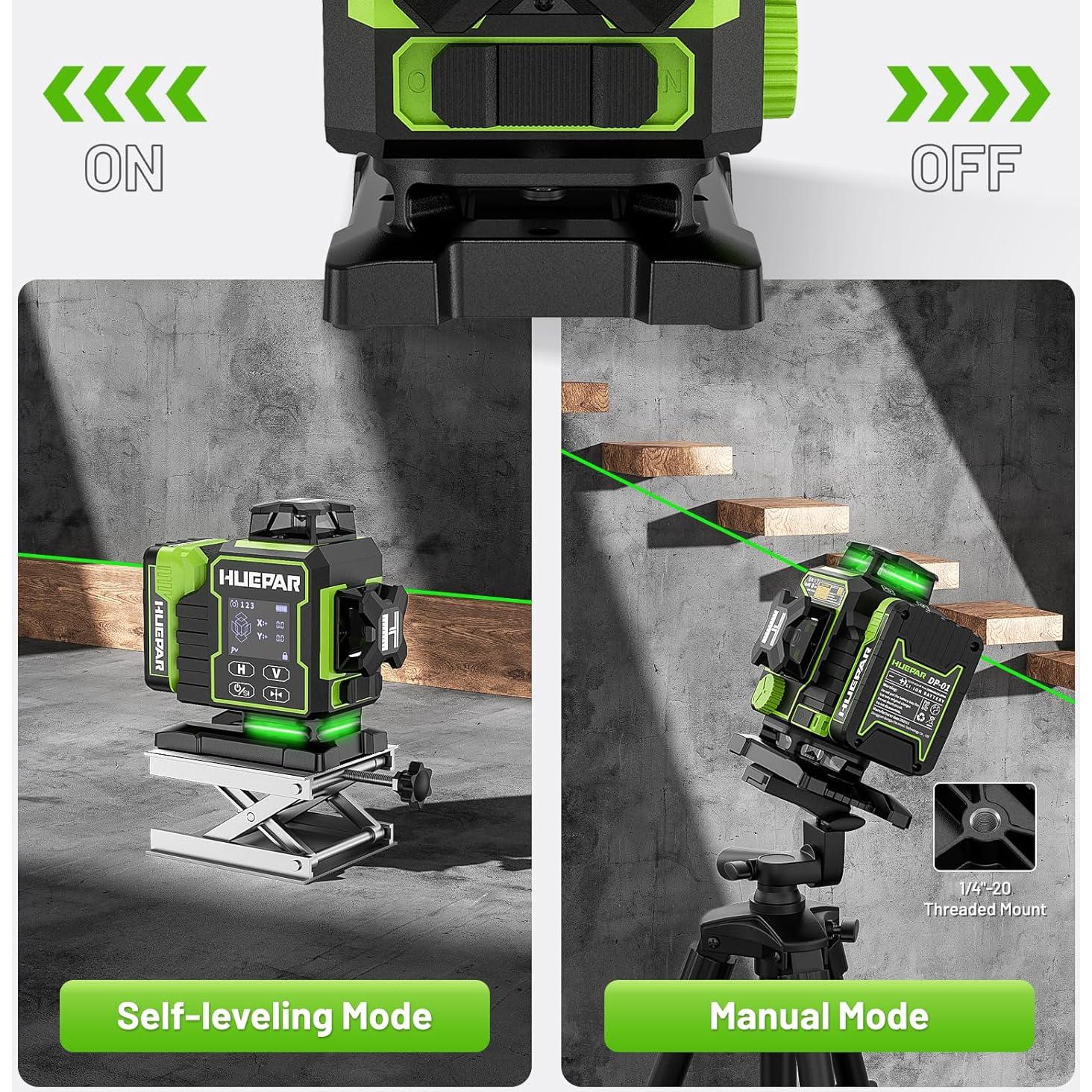 Nivel Láser Huepar W04CG 4D Autonivelante Bluetooth Verde