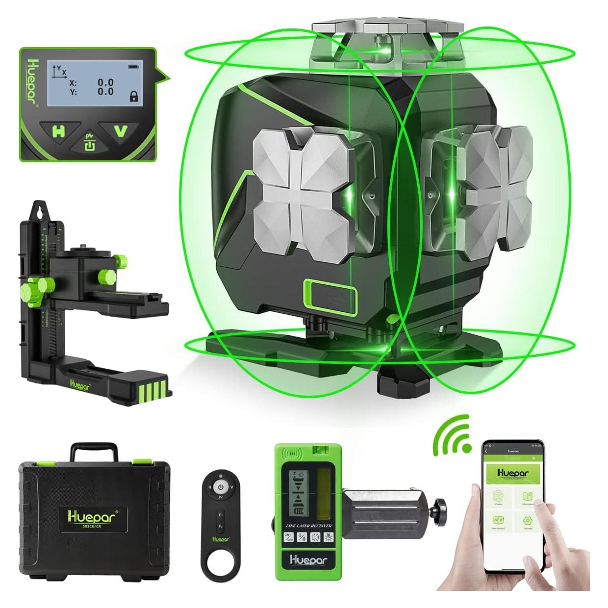 Nivel Láser Autonivelante Huepar S04-5RG 16 Líneas 360° Verde