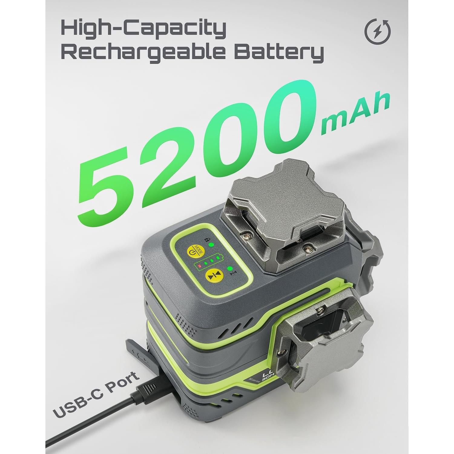 Nivel Láser Verde LasGoo LG-3DM Autonivelante 3x360°