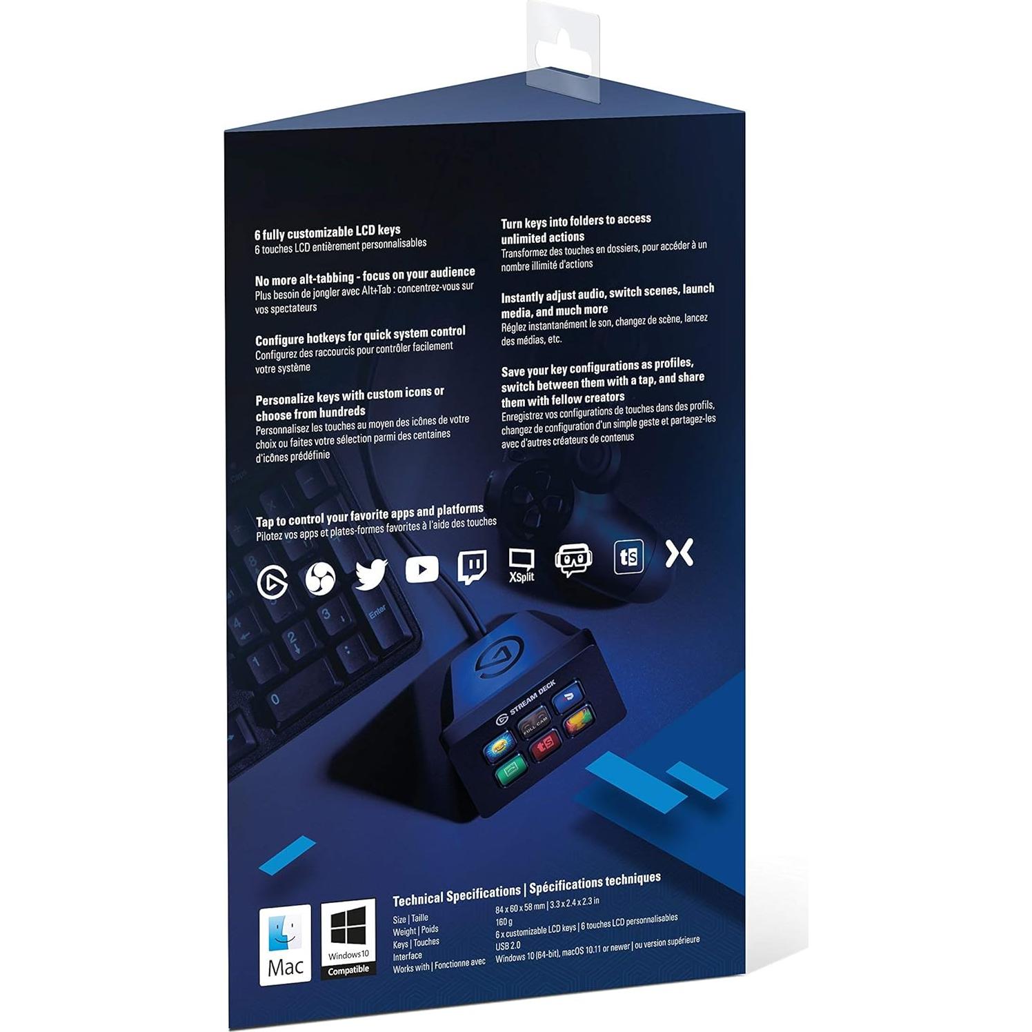 Elgato Stream Deck Mini - Live Content Creation Controller with 6 Customizable LCD Keys, for Windows 10 and macOS 10.11 or Later (Renewed)