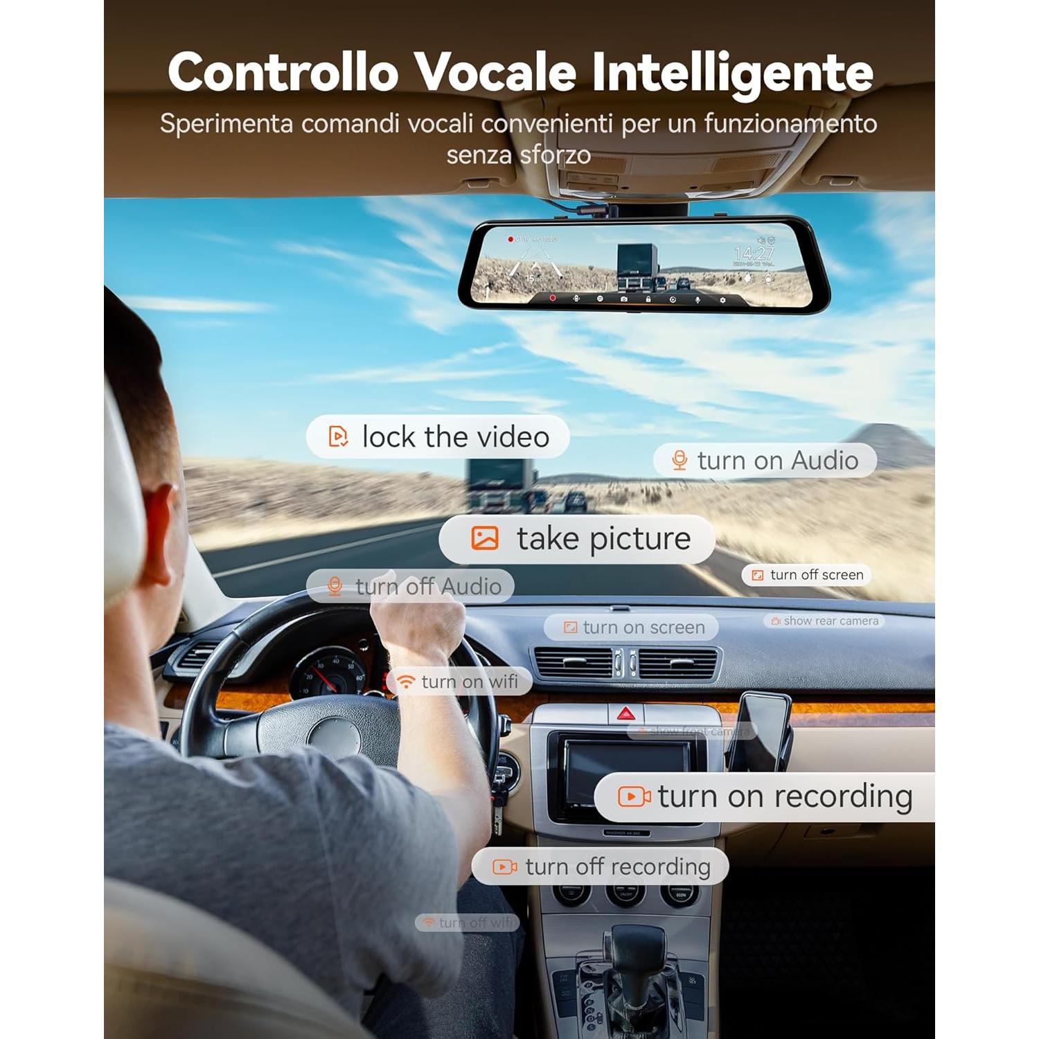 Cámara de tablero espejo WOLFBOX G850 PRO 4K con ADAS