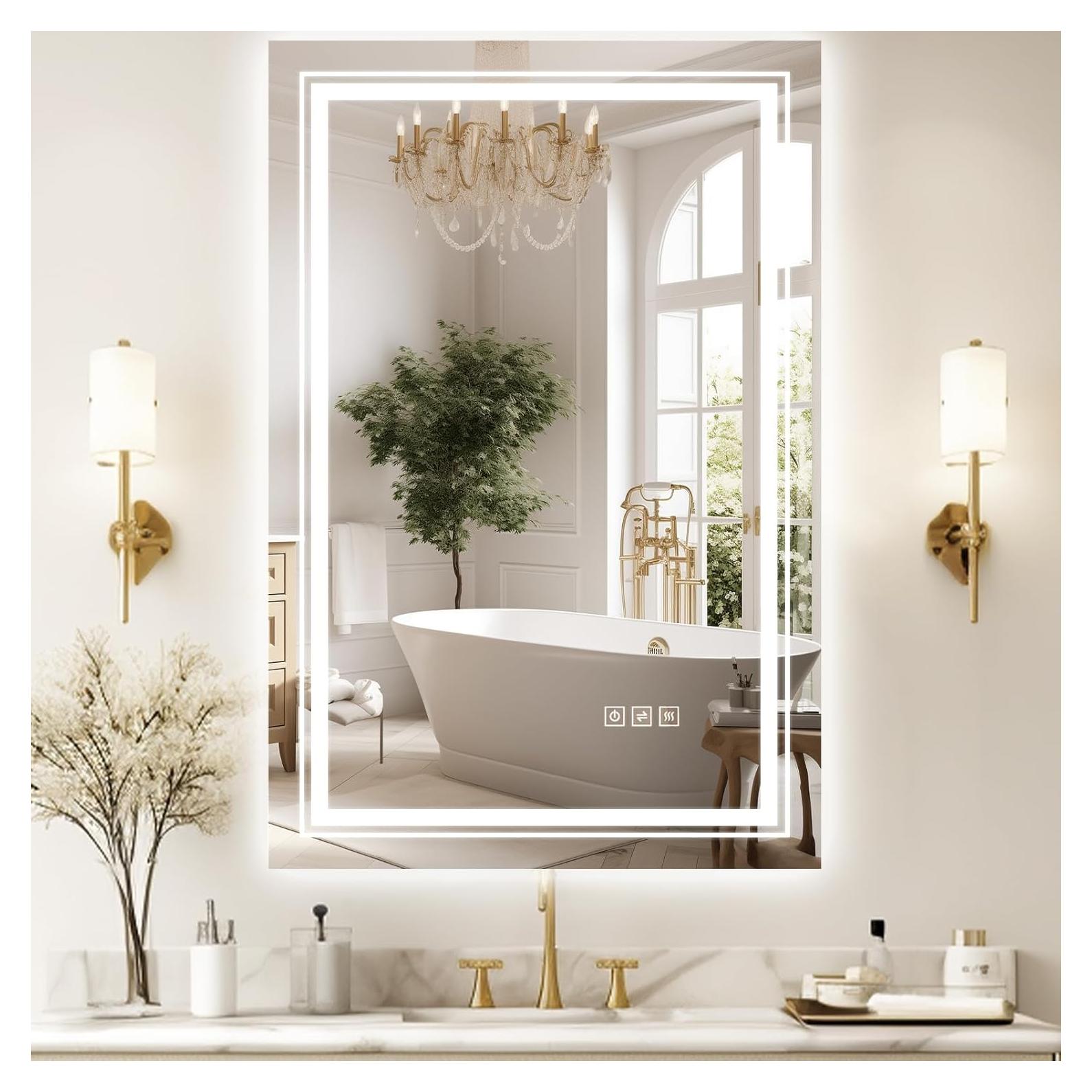 Espejo LED TOTOUS 81x61 cm Anti-vaho Iluminado Frontal y Trasero