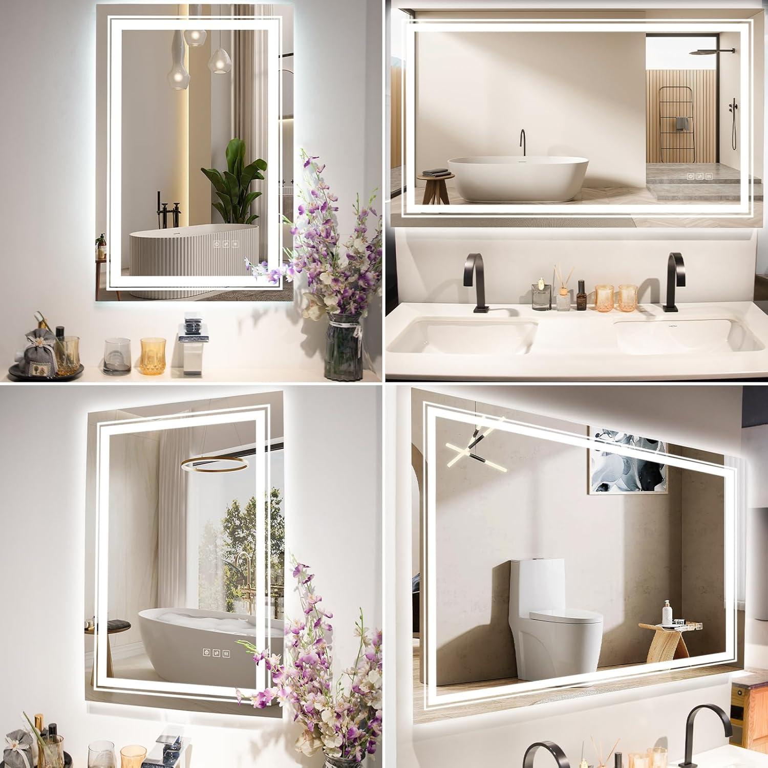 Espejo LED TOTOUS 81x61 cm Anti-vaho Iluminado Frontal y Trasero