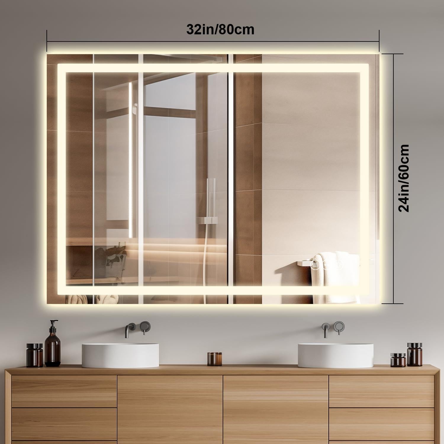 Espejo de Baño LED Zeerry 61x81 cm Anti-vaho Táctil