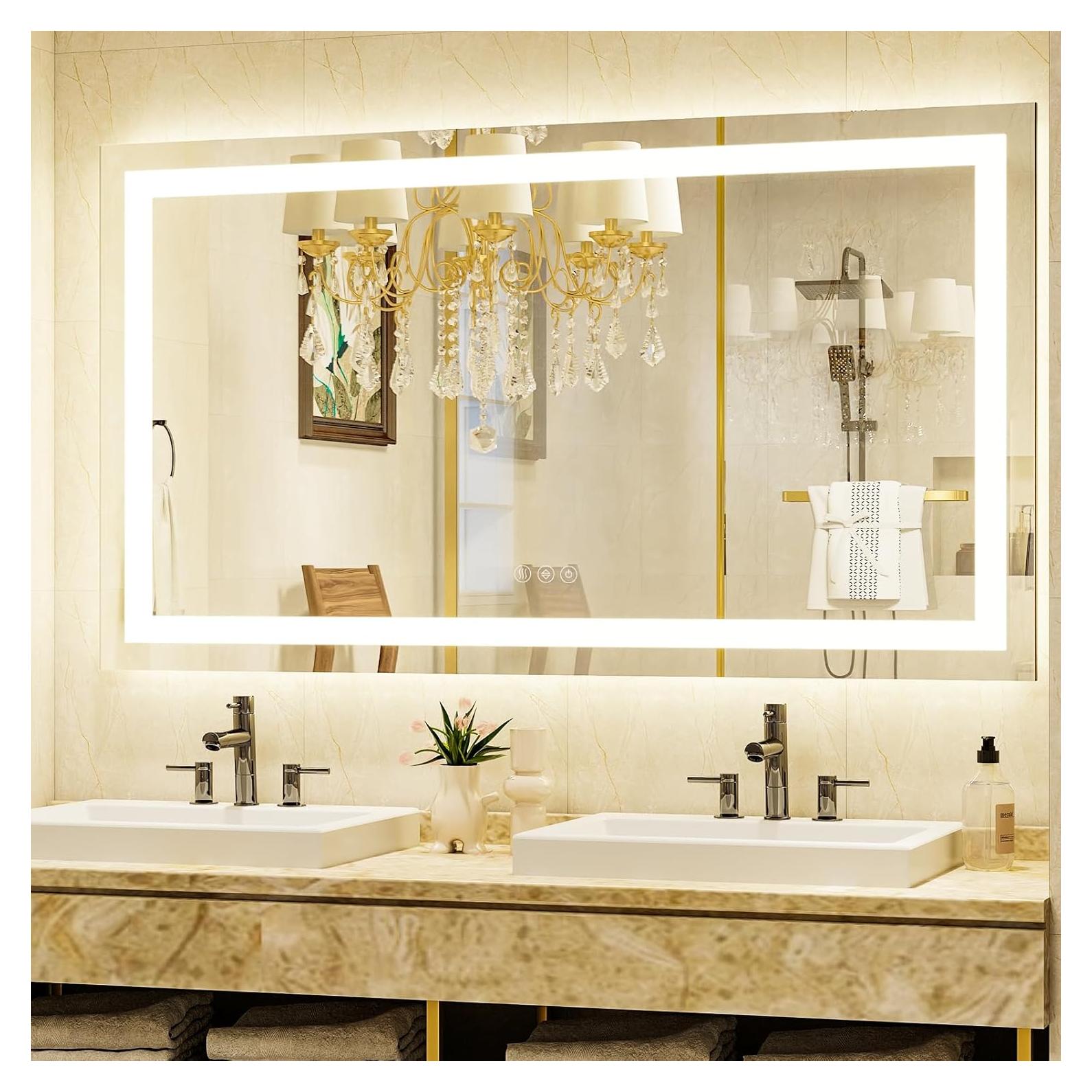 Espejo de baño LED XRAMFY 139,7x76,2 cm 3 modos luz