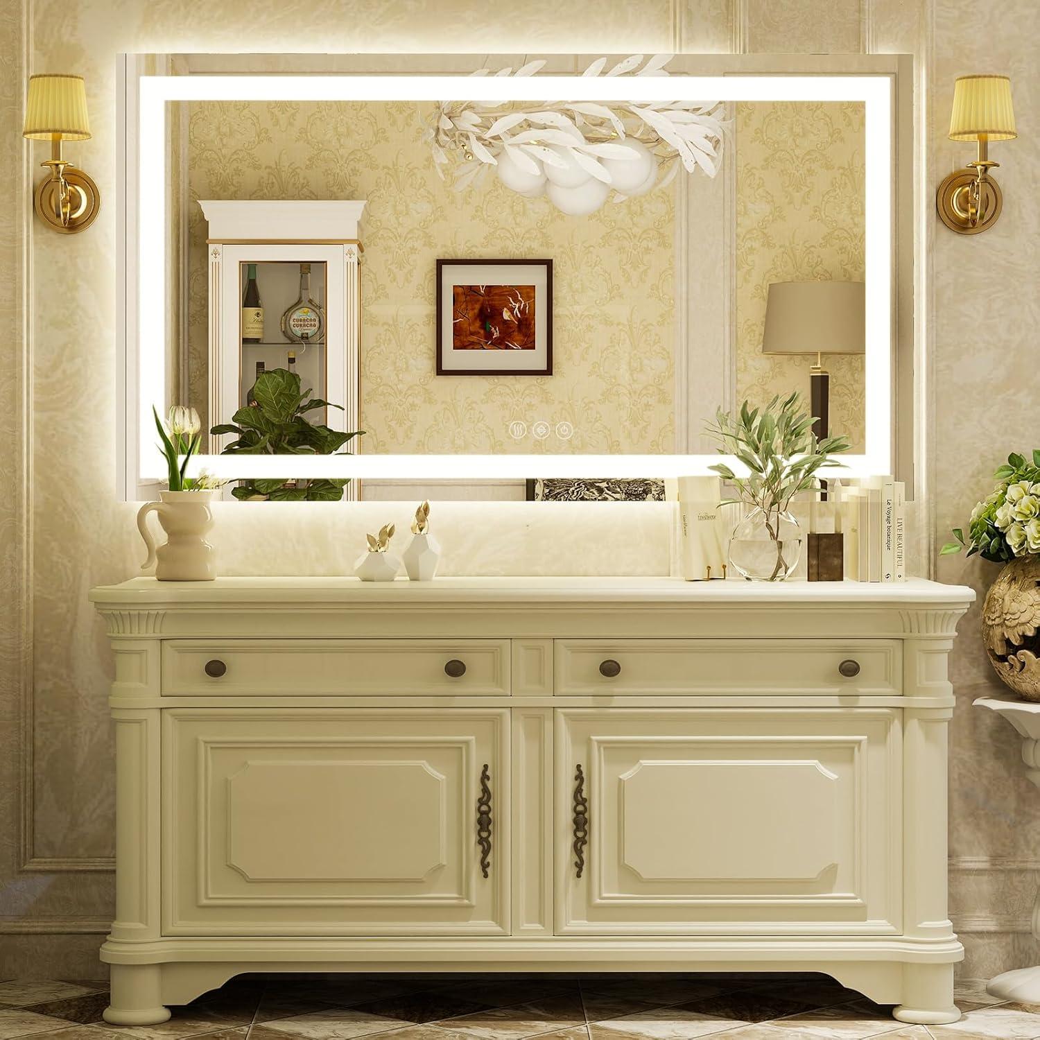 Espejo de baño LED XRAMFY 139,7x76,2 cm 3 modos luz