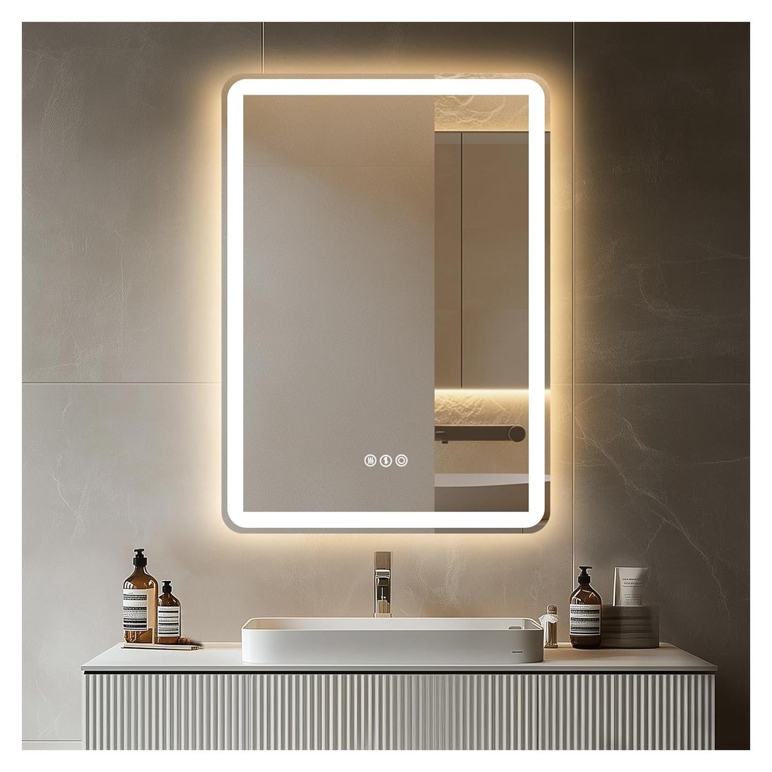 Espejo de baño LED AFMMFA 71x50 cm con anti-vaho