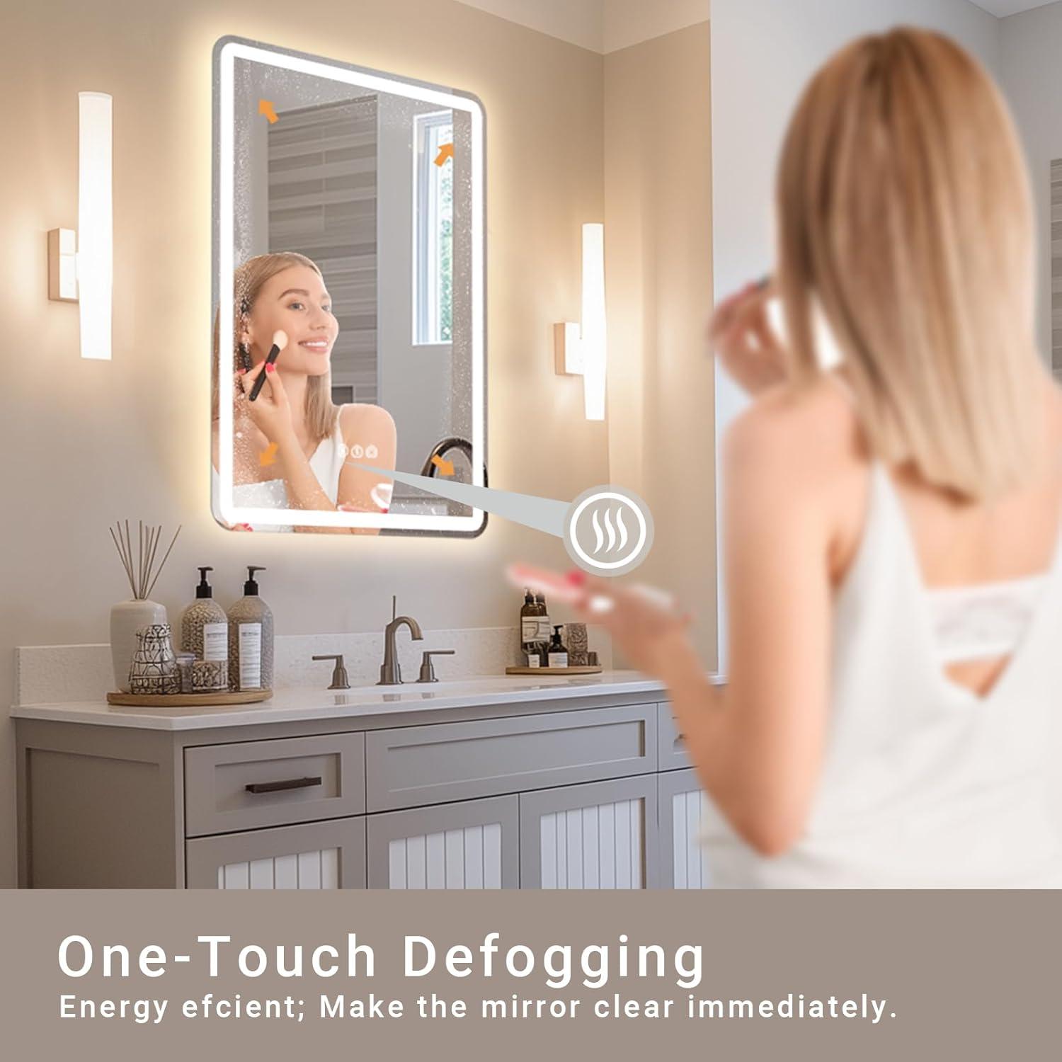 Espejo de baño LED AFMMFA 71x50 cm con anti-vaho