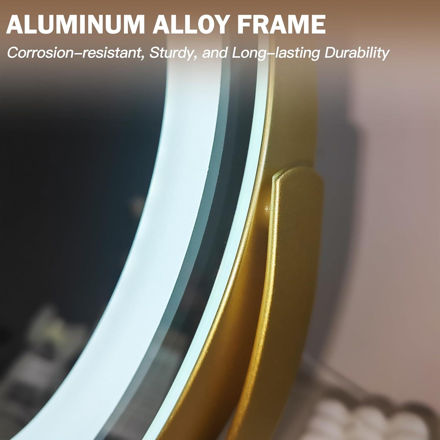 Espejo de Tocador Iluminado ROLLOVE 30 cm Dorado 360°