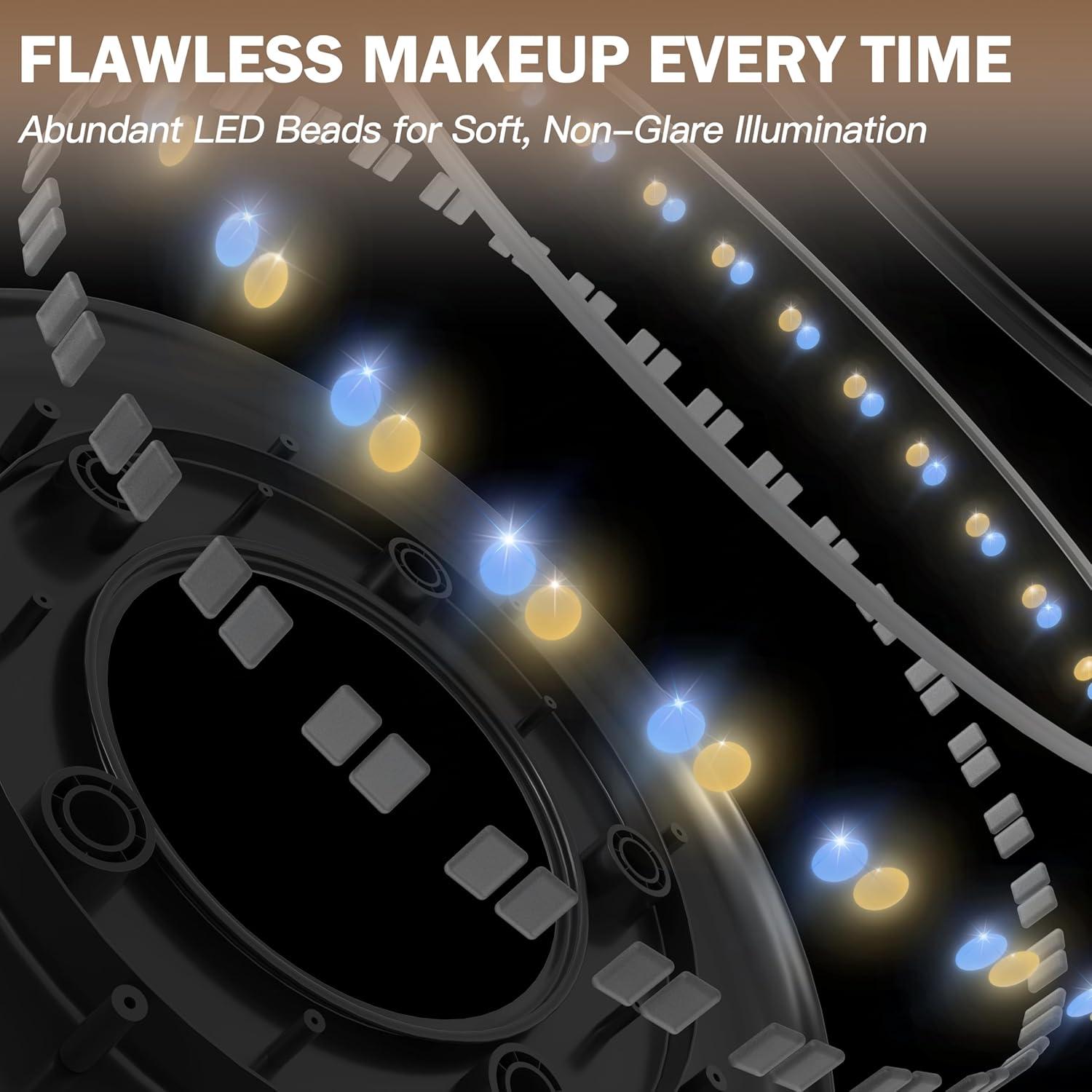 Espejo de Tocador Iluminado ROLLOVE 30 cm Dorado 360°