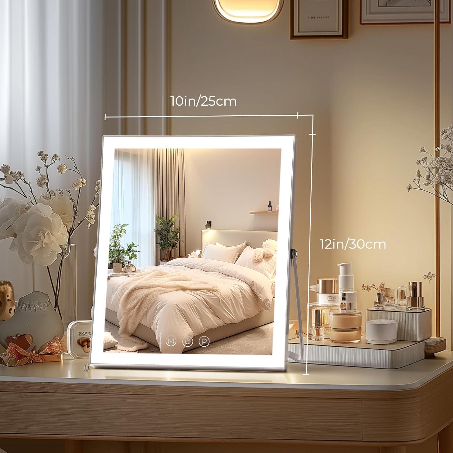 Espejo de Maquillaje Iluminado Homtang 30x25 cm 3 Modos