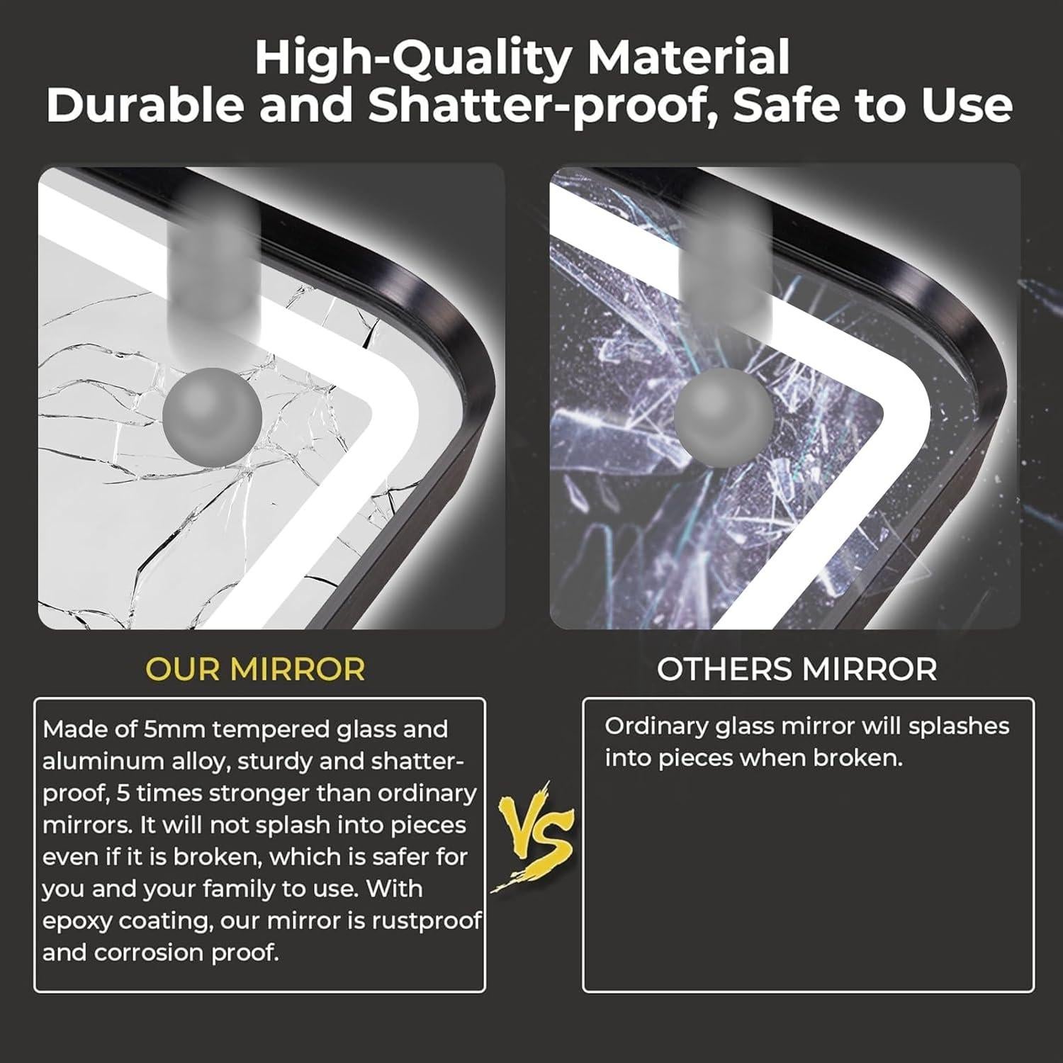 Espejo de baño LED TheiaMo 36x28 dorado anti-vaho