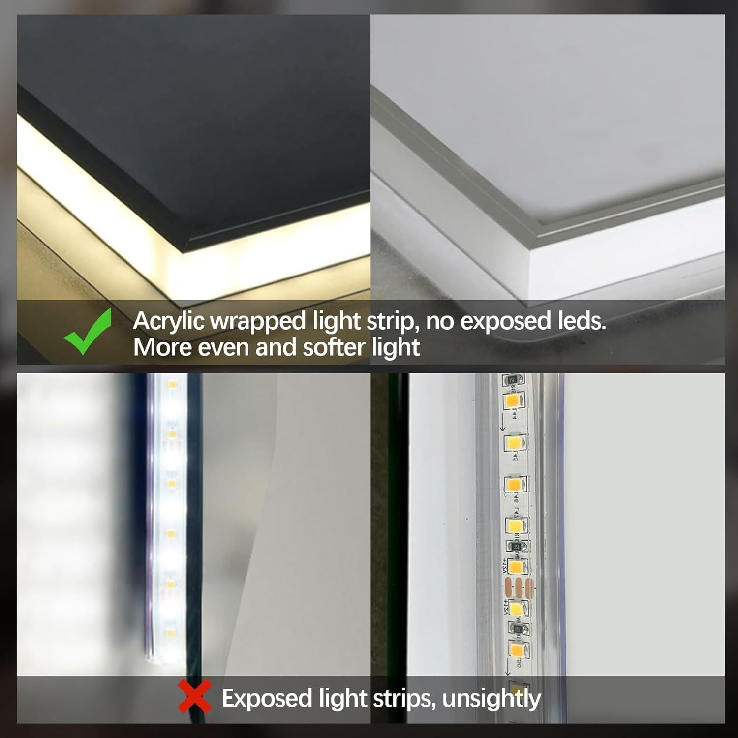 Espejo de baño LED TheiaMo 36x28 dorado anti-vaho