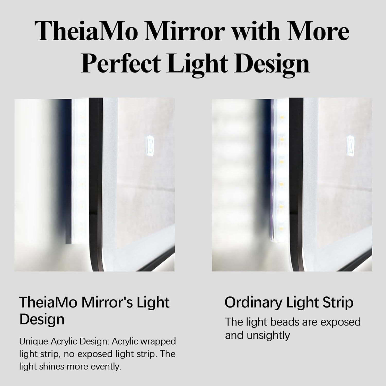 Espejo de baño LED TheiaMo 36x28 dorado anti-vaho