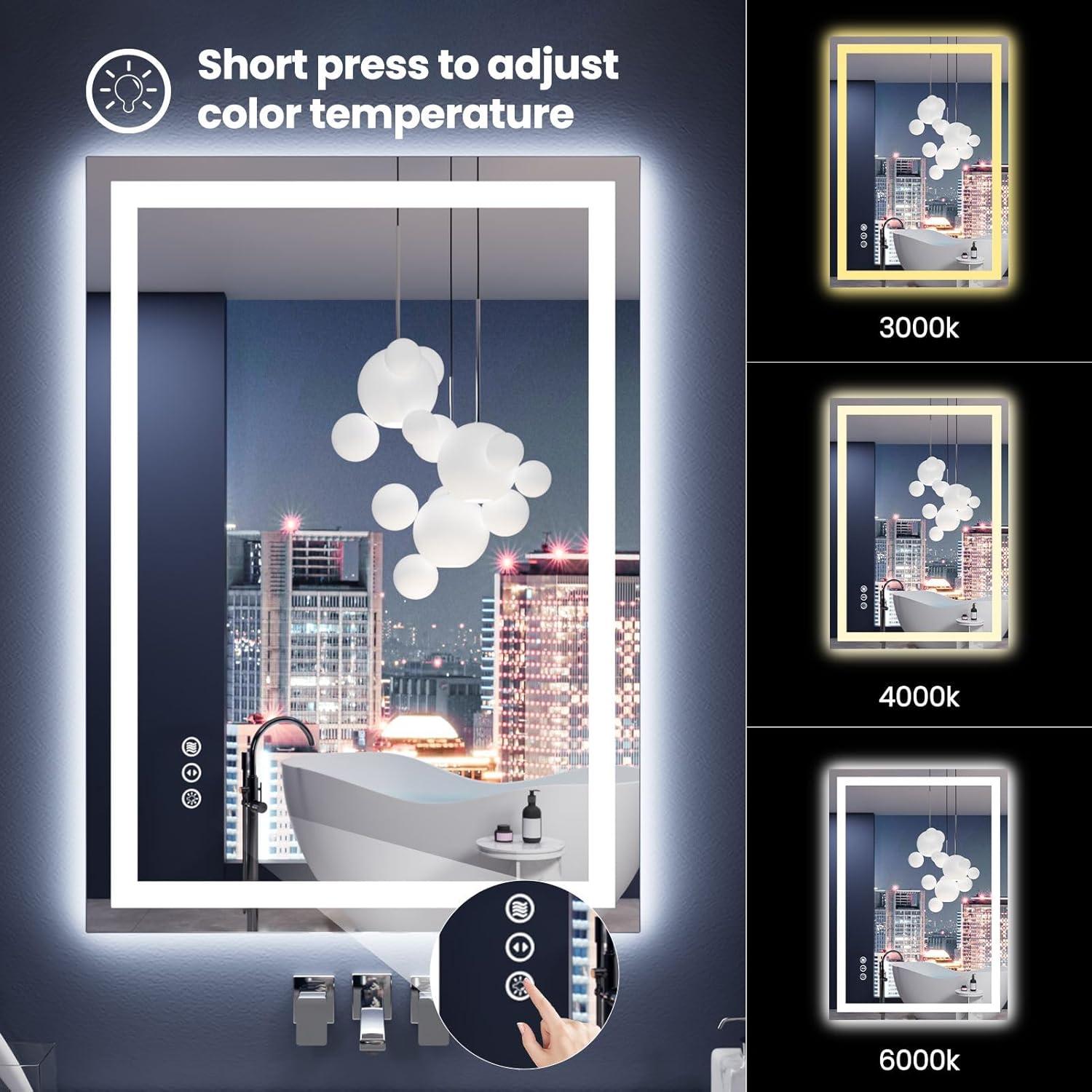 Espejo LED Amorho 71x50 cm con luz regulable y sin vaho