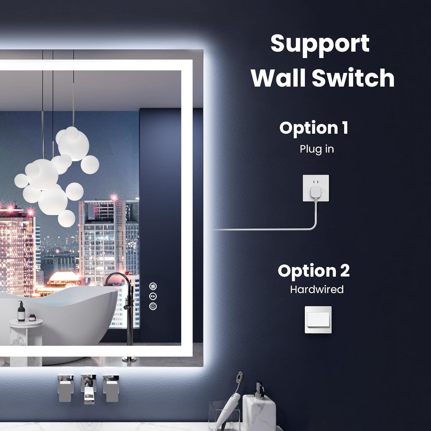 Espejo LED Amorho 71x50 cm con luz regulable y sin vaho