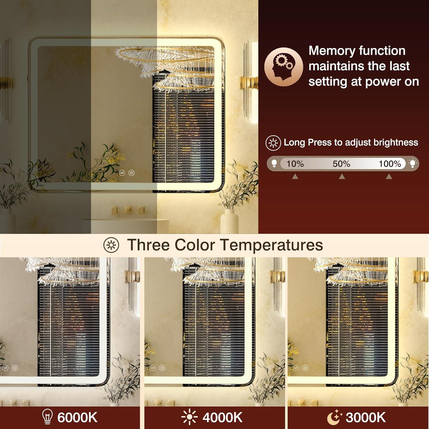 Espejo LED GXMIOR 24x32" Rectangular Anti-vaho Regulable