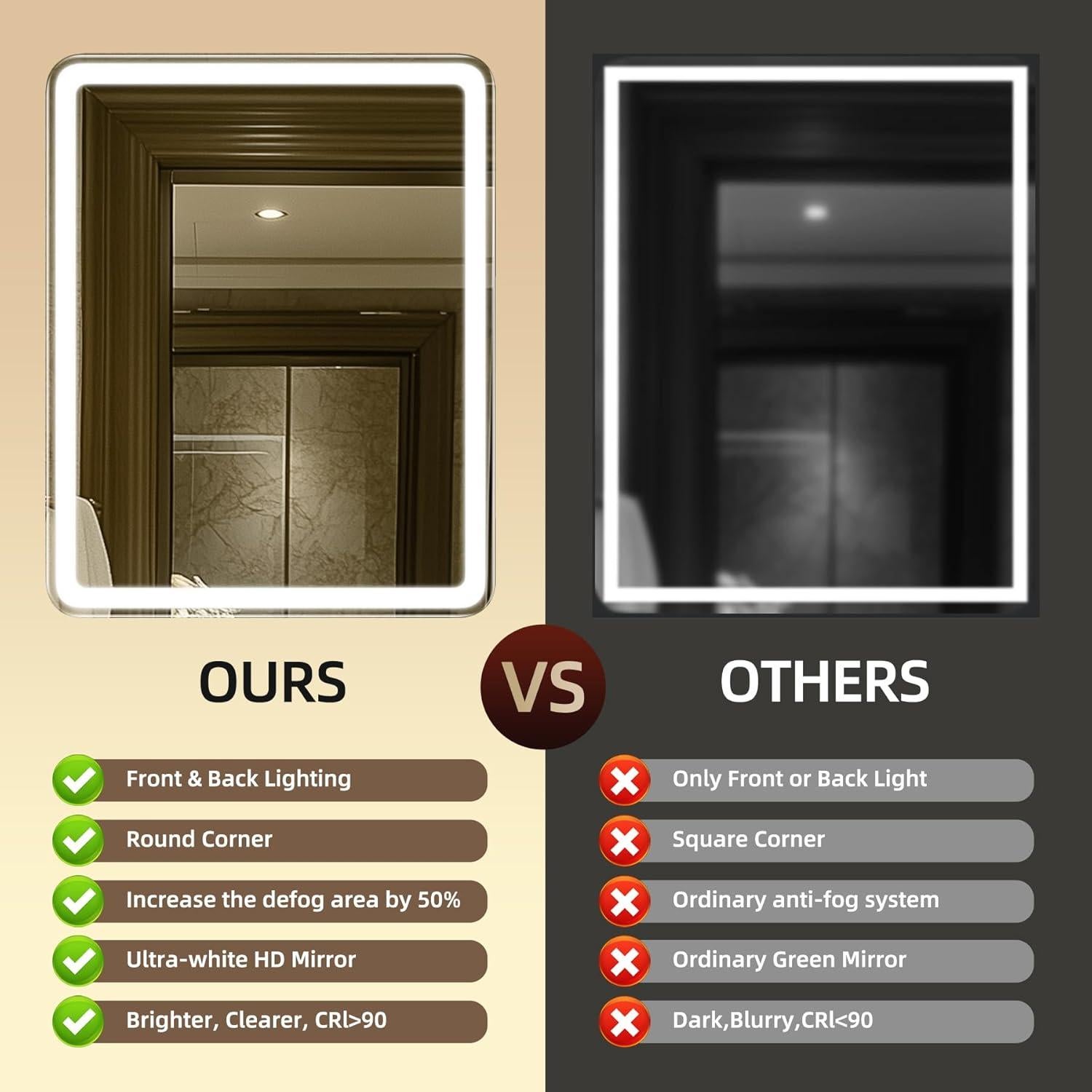 Espejo LED GXMIOR 24x32" Rectangular Anti-vaho Regulable