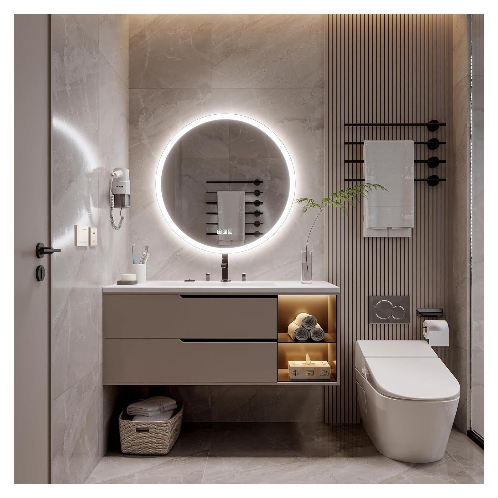 Espejo LED Redondo Luminorcrest 60 cm Anti-vaho Táctil