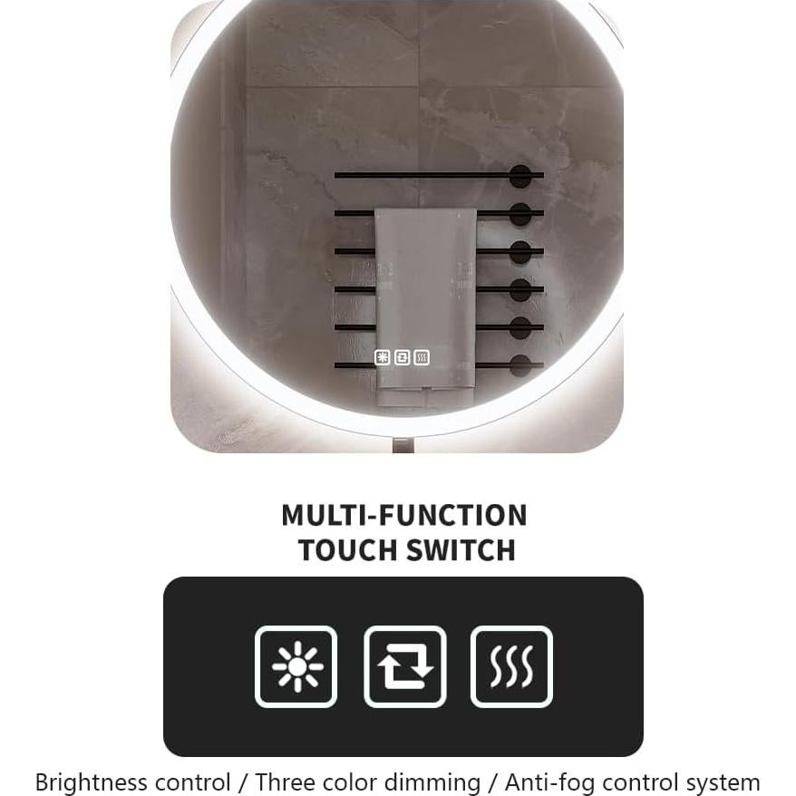 Espejo LED Redondo Luminorcrest 60 cm Anti-vaho Táctil