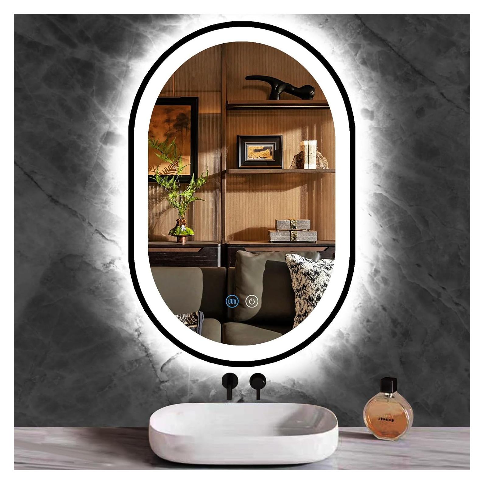 Espejo LED Ovalado MEIOUKA 60x40 cm con Luz Regulable