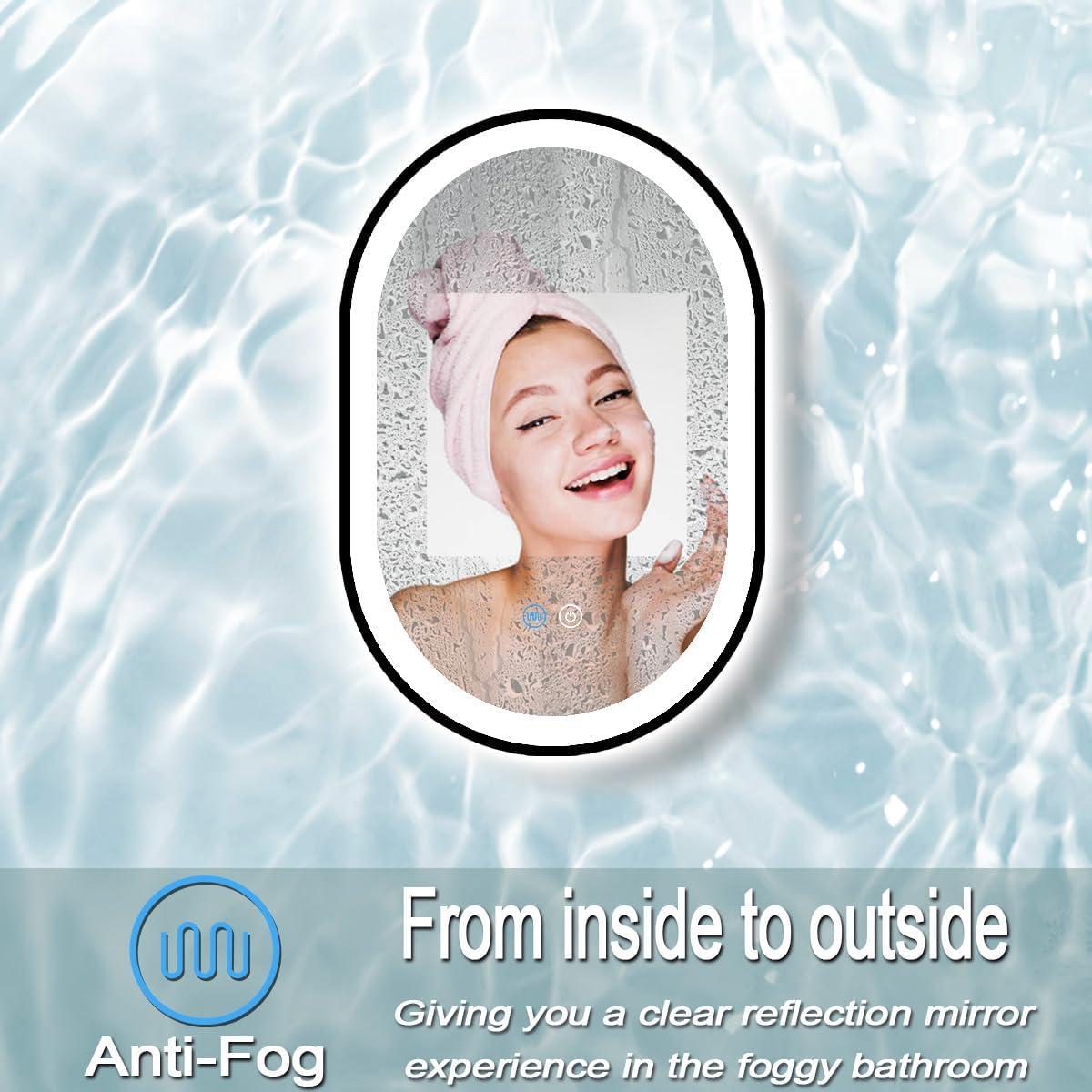 Espejo LED Ovalado MEIOUKA 60x40 cm con Luz Regulable