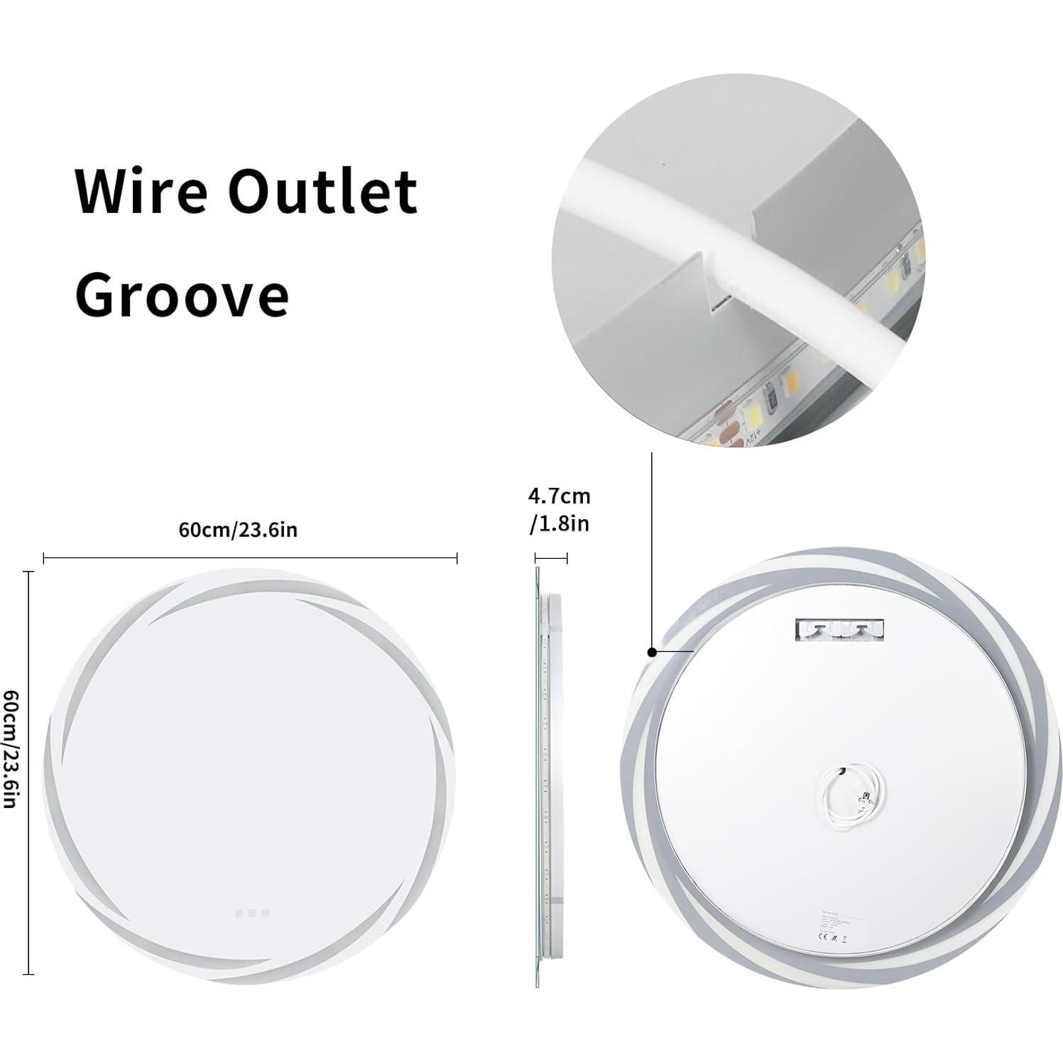 Espejo de Baño LED LUVODI 61 cm Redondo Antivaho