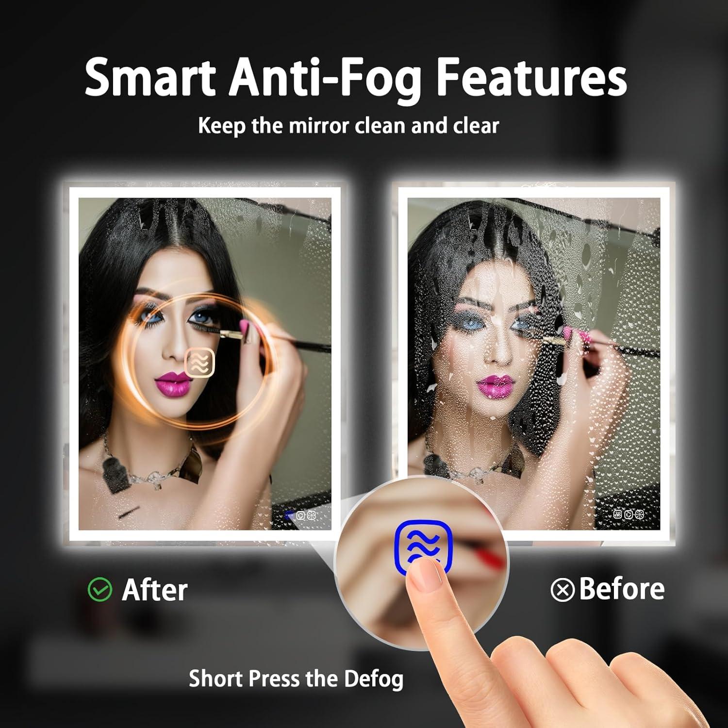 Espejo de baño LED cxxsom 32x24 cm con luz ajustable