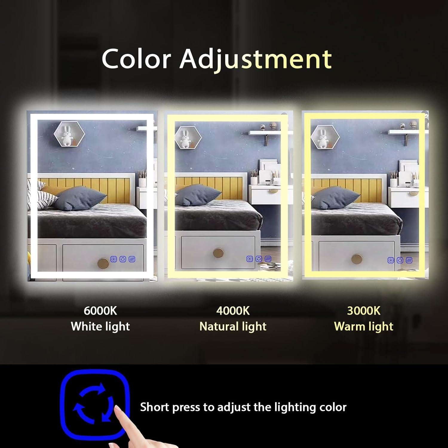 Espejo de baño LED cxxsom 32x24 cm con luz ajustable