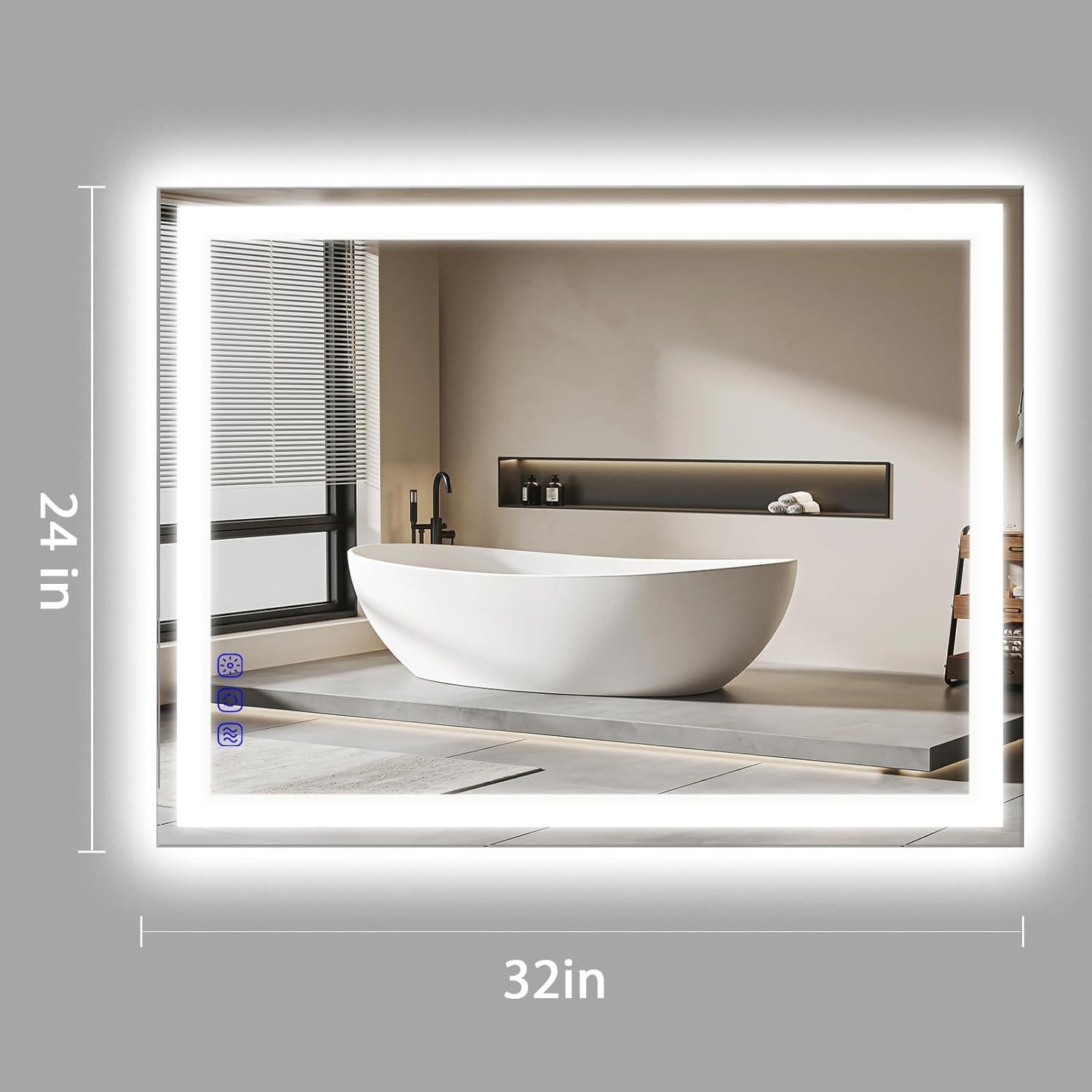 Espejo de baño LED cxxsom 32x24 cm con luz ajustable