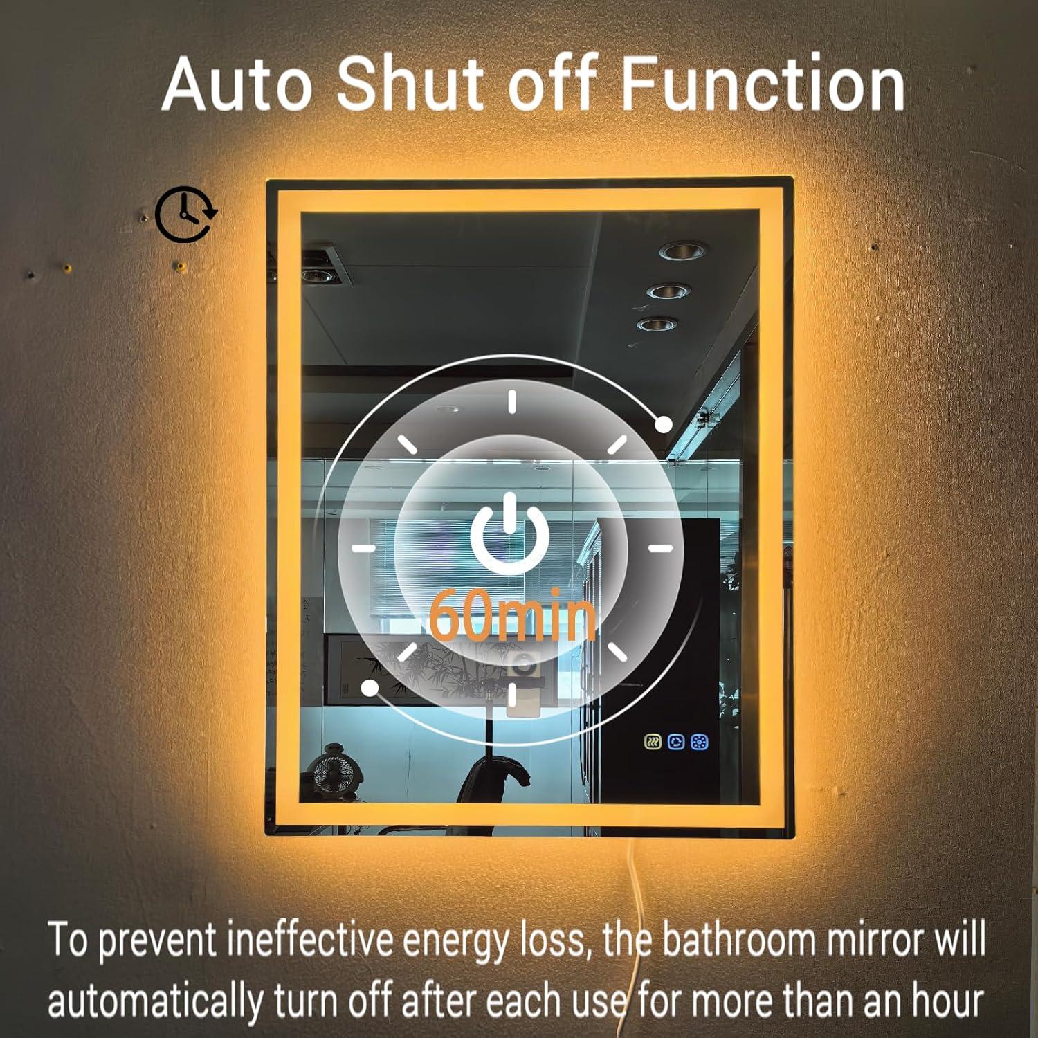 Espejo de baño LED cxxsom 32x24 cm con luz ajustable