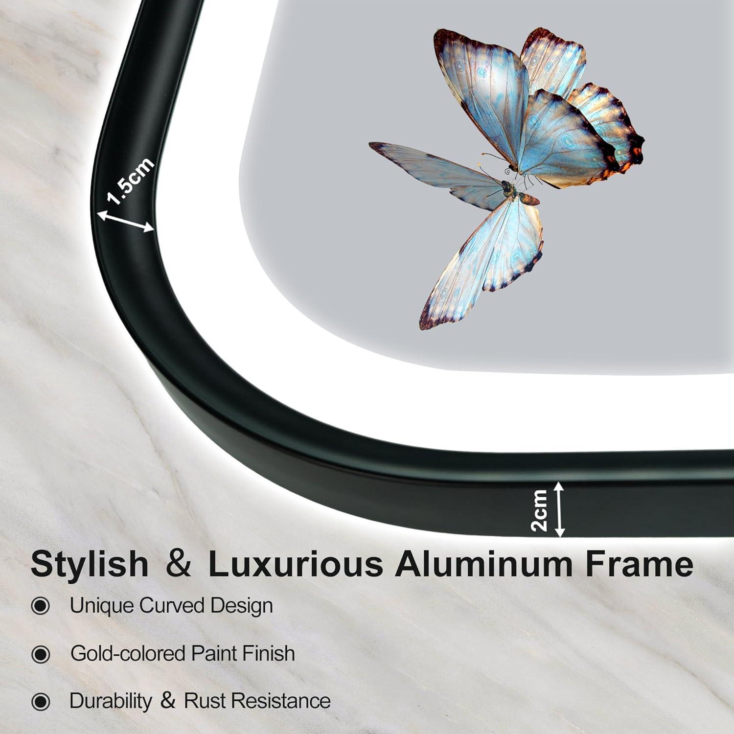 Espejo LED S'bagno 81x61 cm Negro Antivaho Regulable