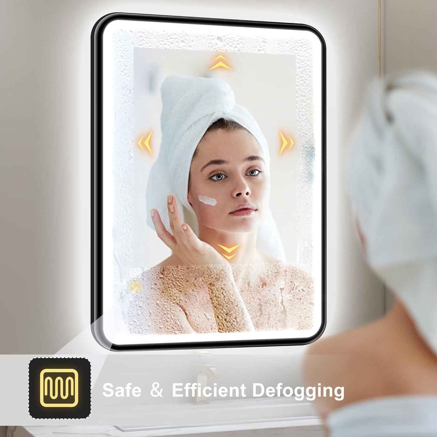 Espejo LED S'bagno 81x61 cm Negro Antivaho Regulable