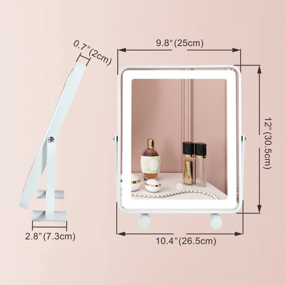 Espejo de Maquillaje LED YEKKOPT 33x25 cm 3 Modos Iluminación