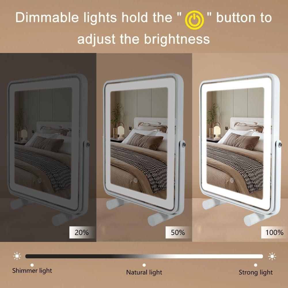 Espejo de Maquillaje LED YEKKOPT 33x25 cm 3 Modos Iluminación