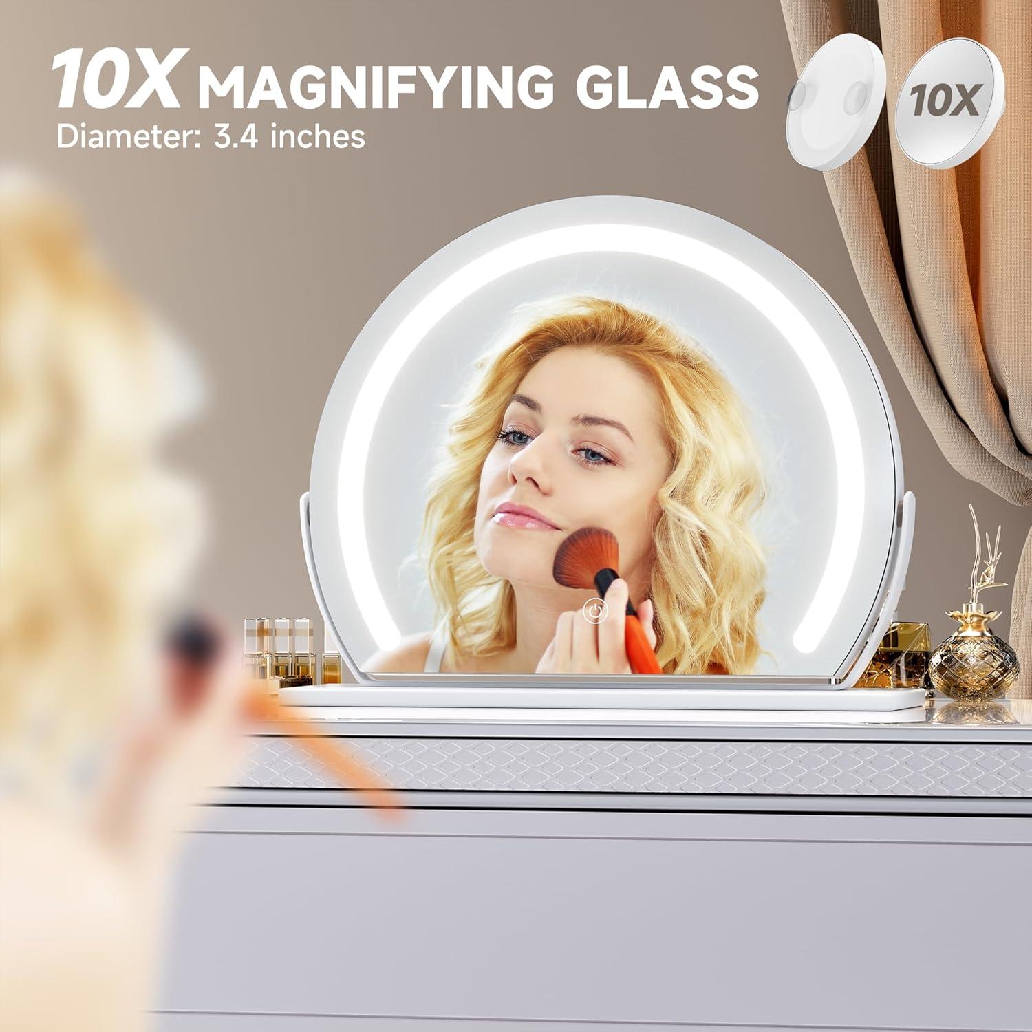 Espejo de Tocador Hasipu LED 34.8x26.9 cm 3 Modos Luz