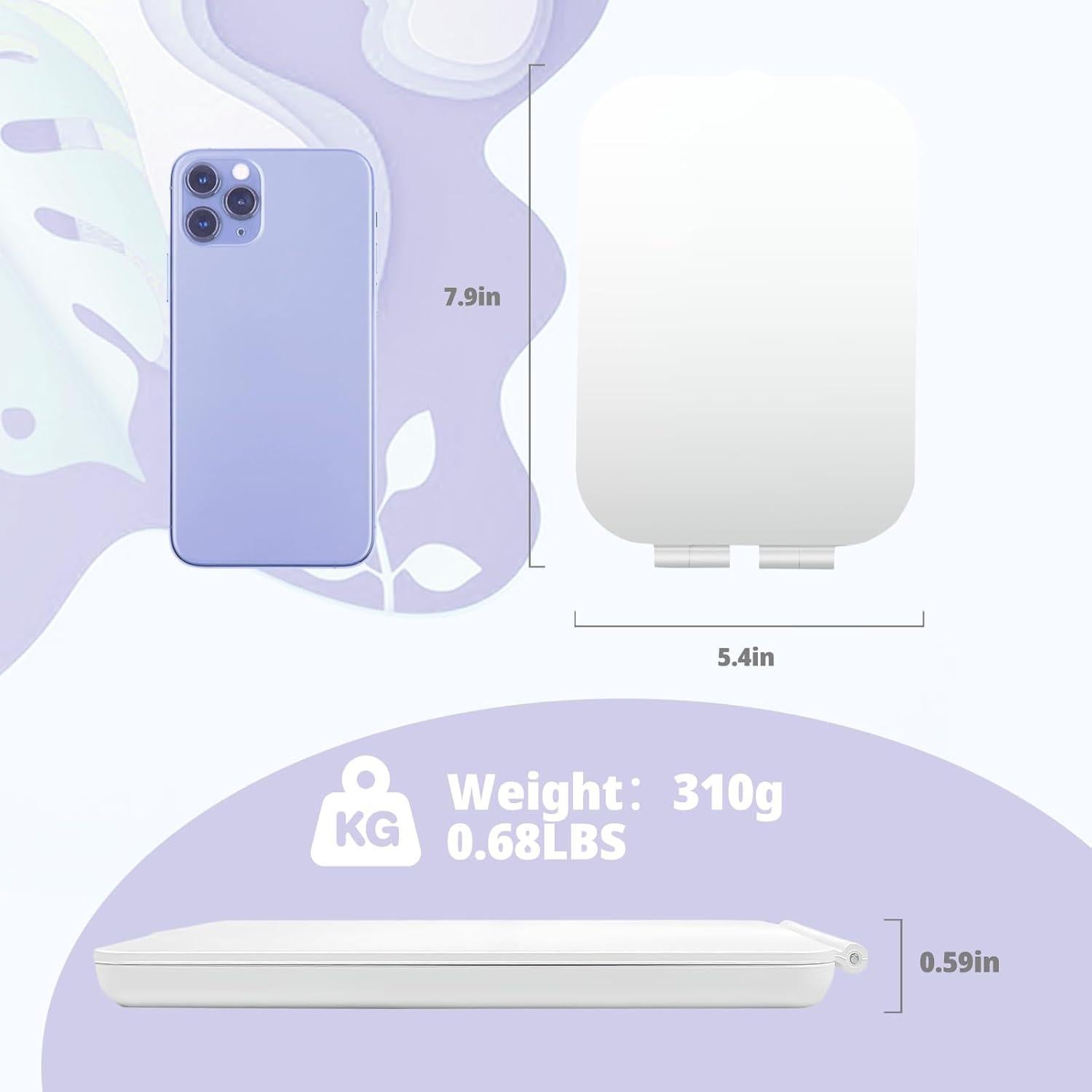 Espejo de Maquillaje TREASO Portátil con Luz LED Ajustable