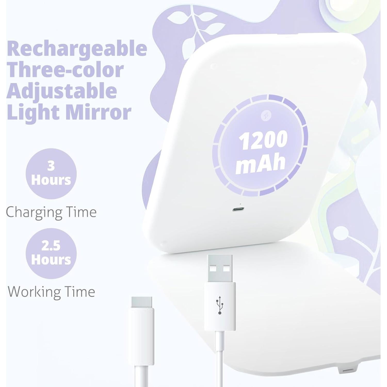 Espejo de Maquillaje TREASO Portátil con Luz LED Ajustable